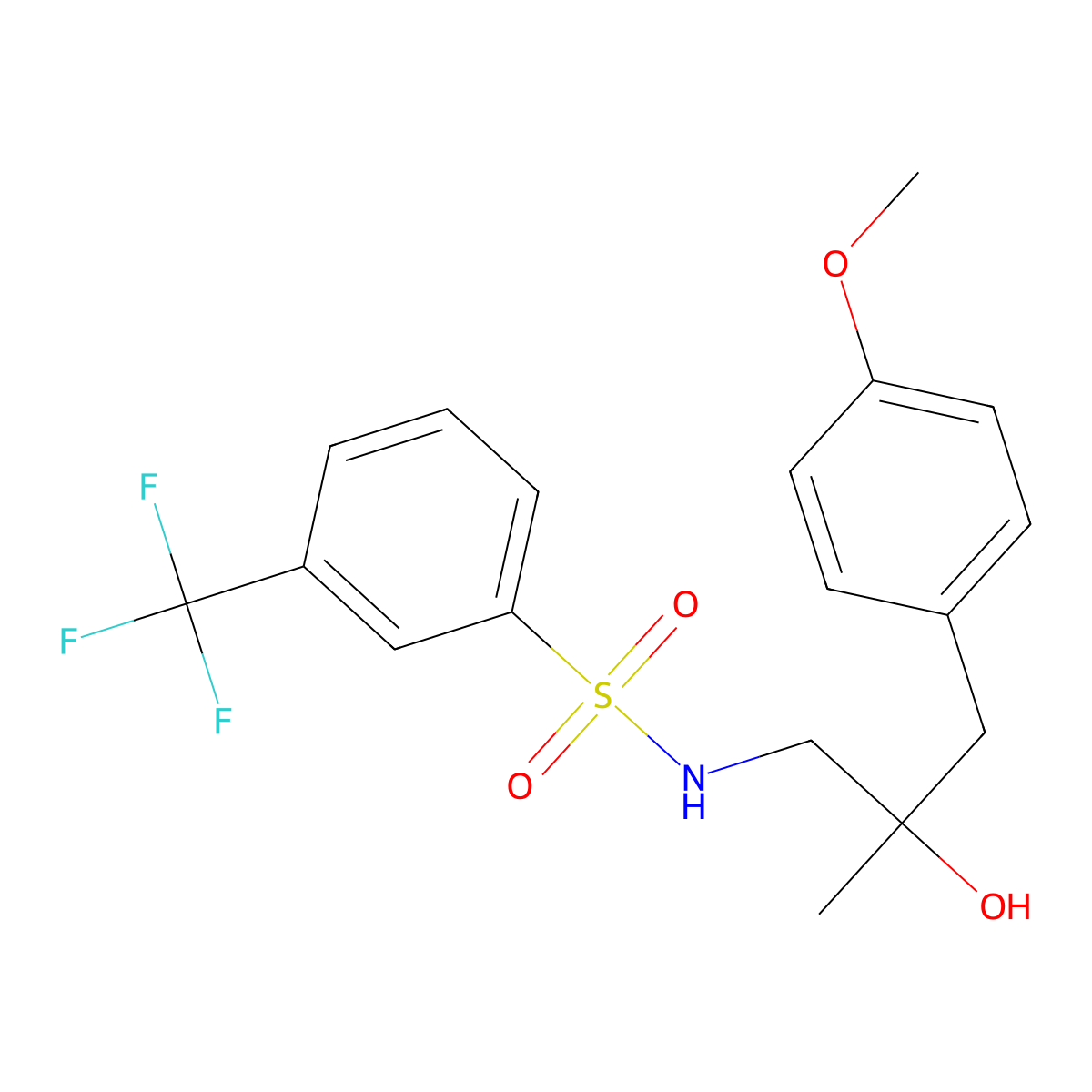 N-(2-hydroxy-3-(4-methoxyphenyl)-2-methylpropyl)-3-(trifluoromethyl)benzenesulfonamide molecular structure, CAS 1396805-30-3