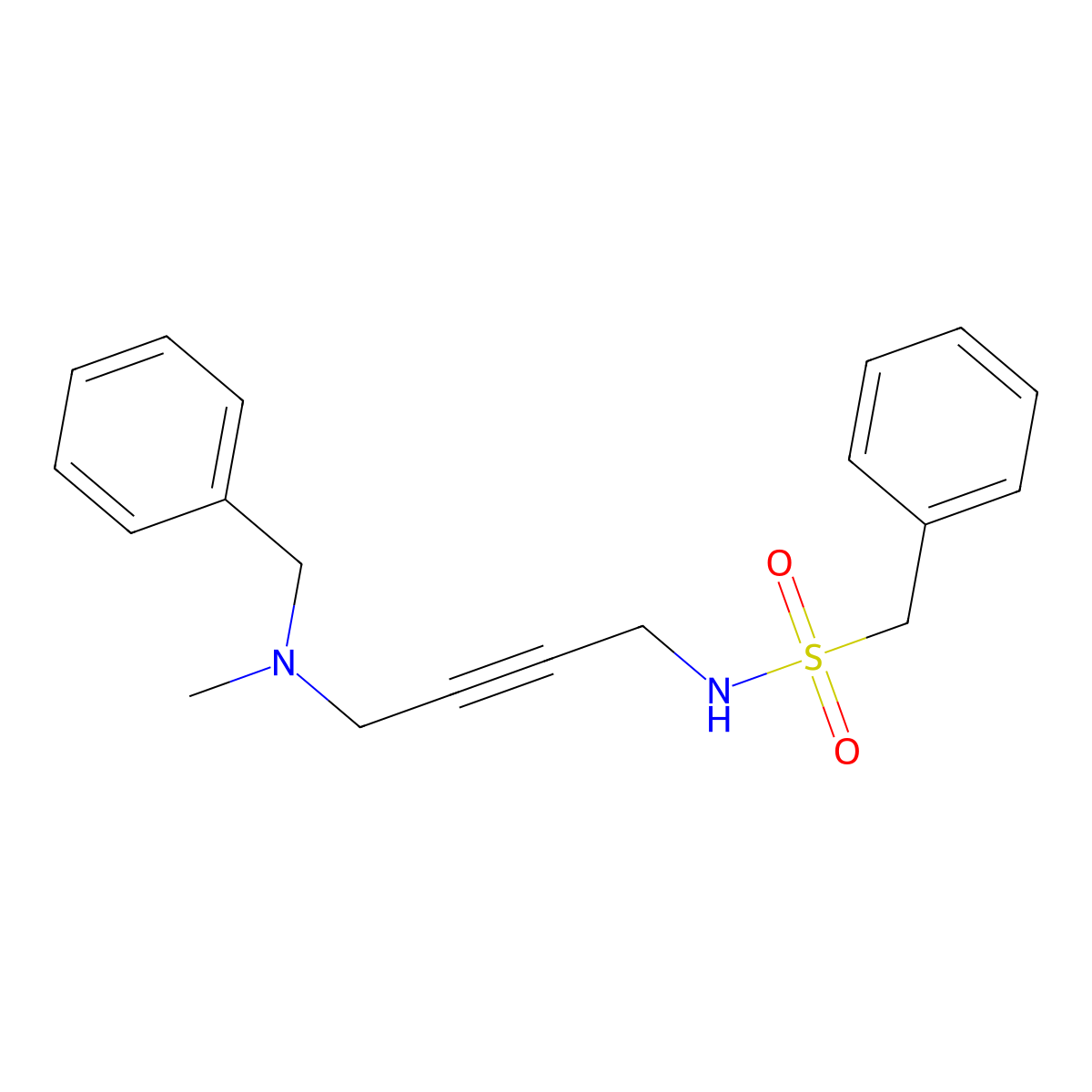 N-(4-(benzyl(methyl)amino)but-2-yn-1-yl)-1-phenylmethanesulfonamide molecular structure, CAS 1396805-33-6