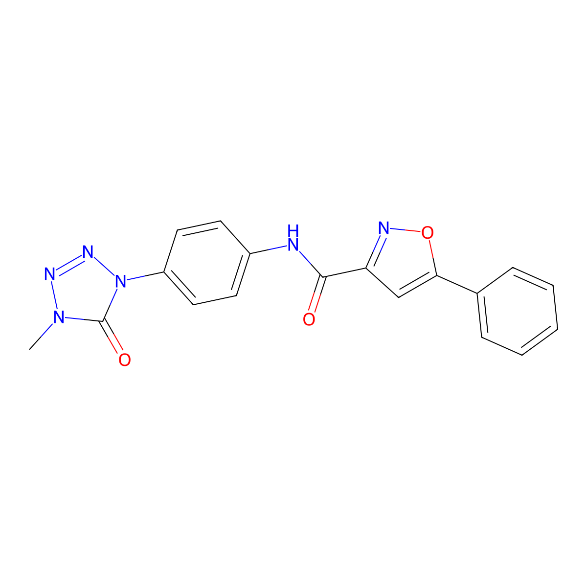 N-(4-(4-methyl-5-oxo-4,5-dihydro-1H-tetrazol-1-yl)phenyl)-5-phenylisoxazole-3-carboxamide molecular structure, CAS 1396805-36-9