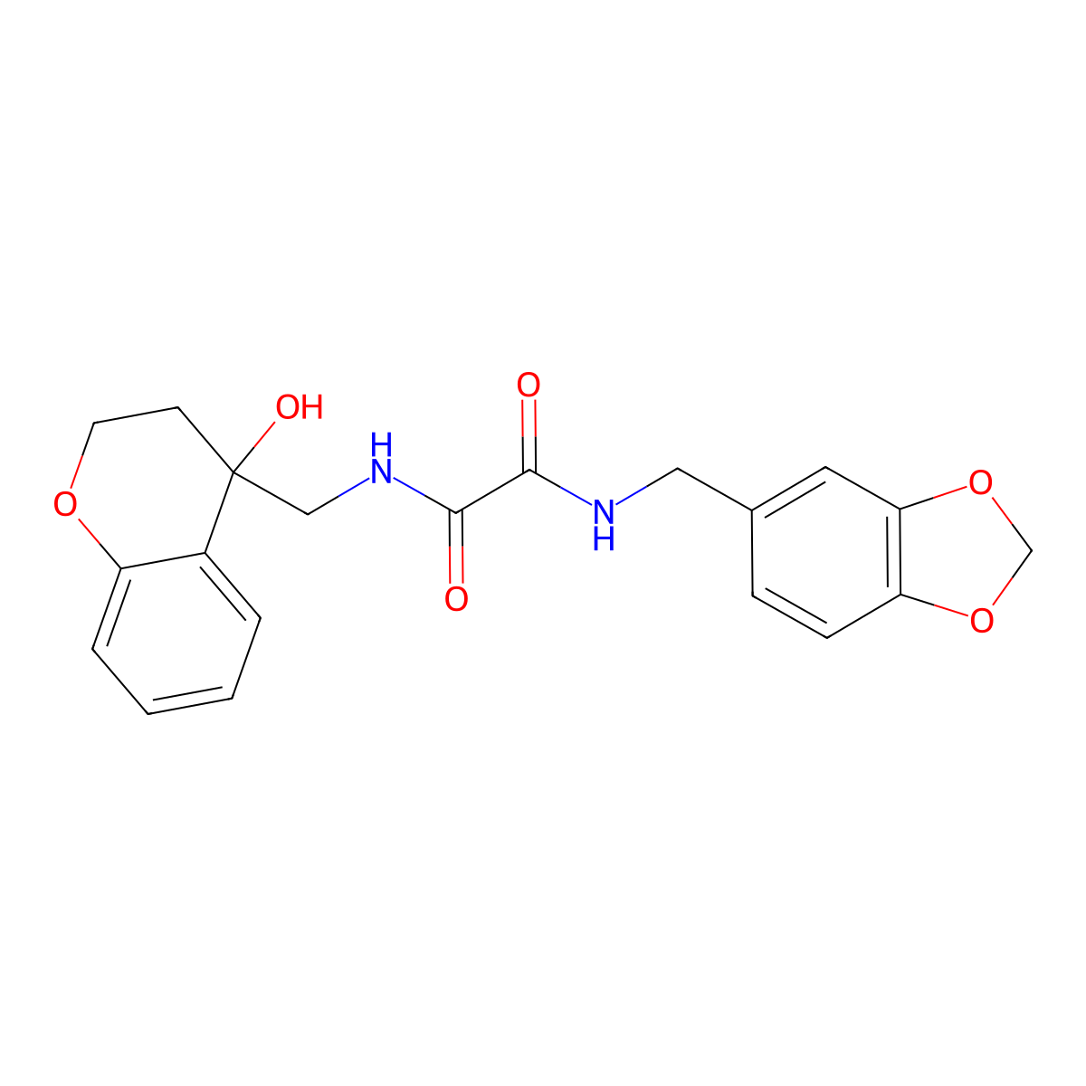 N1-(benzo[d][1,3]dioxol-5-ylmethyl)-N2-((4-hydroxychroman-4-yl)methyl)oxalamide molecular structure, CAS 1396805-40-5
