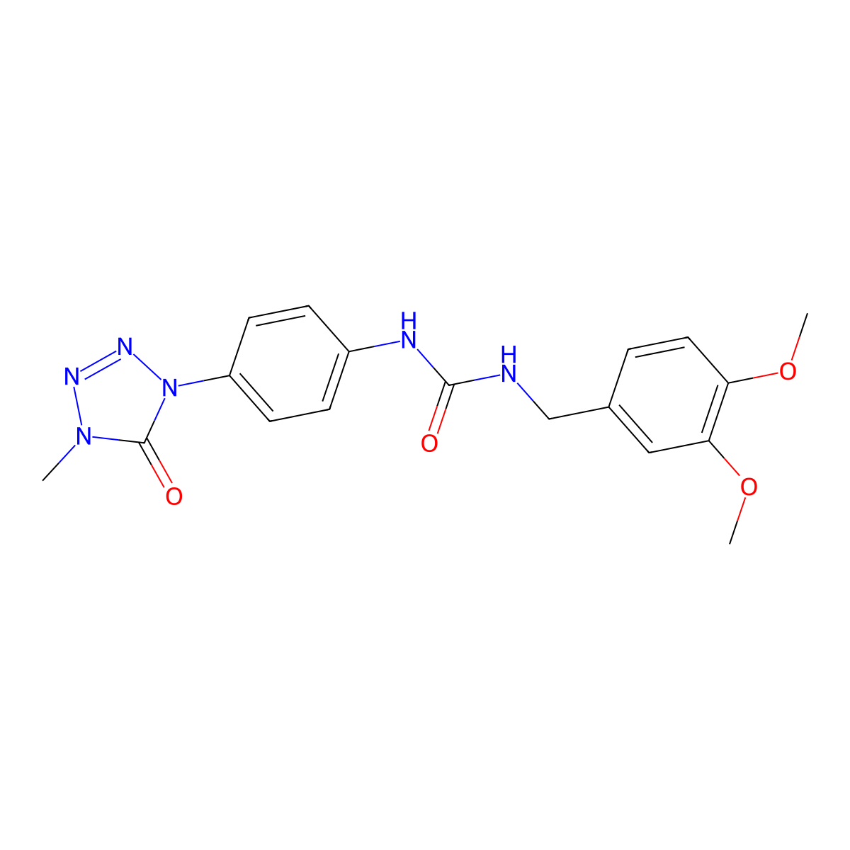 1-(3,4-dimethoxybenzyl)-3-(4-(4-methyl-5-oxo-4,5-dihydro-1H-tetrazol-1-yl)phenyl)urea molecular structure, CAS 1396805-53-0