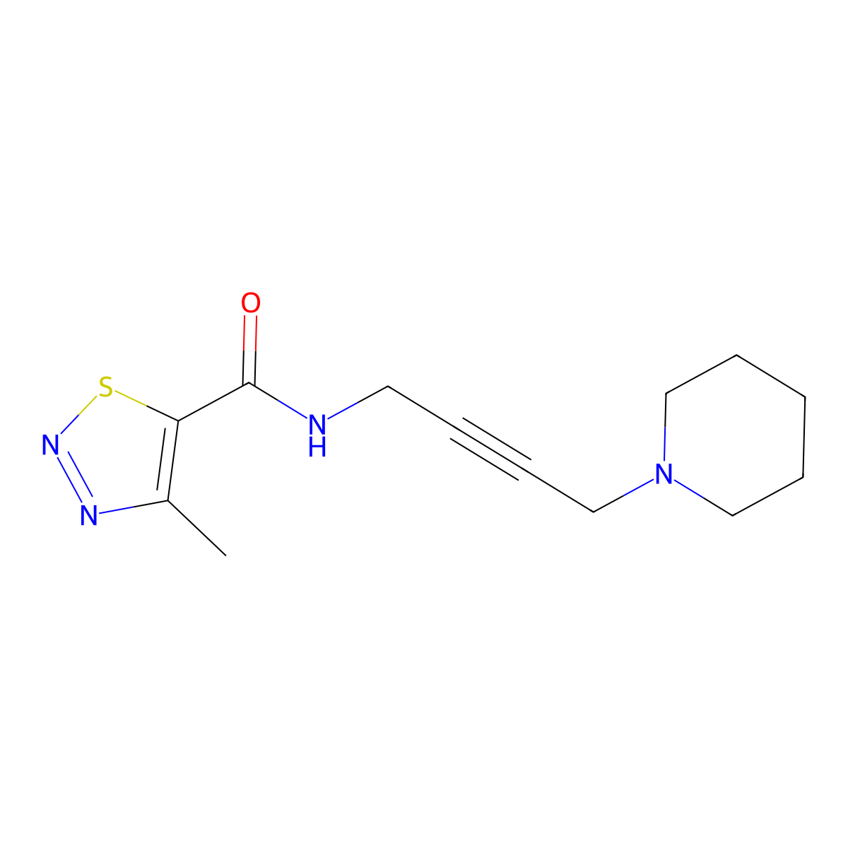 4-methyl-N-[4-(piperidin-1-yl)but-2-yn-1-yl]-1,2,3-thiadiazole-5-carboxamide molecular structure, CAS 1396805-55-2