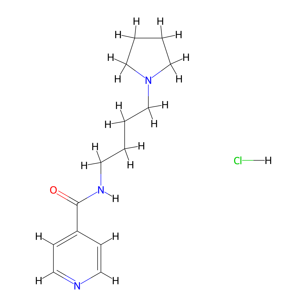 N-(4-(pyrrolidin-1-yl)butyl)isonicotinamide hydrochloride molecular structure, CAS 1396805-61-0