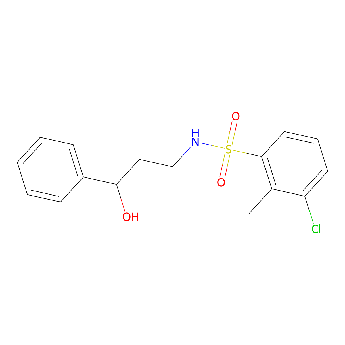 3-chloro-N-(3-hydroxy-3-phenylpropyl)-2-methylbenzenesulfonamide molecular structure, CAS 1396805-64-3
