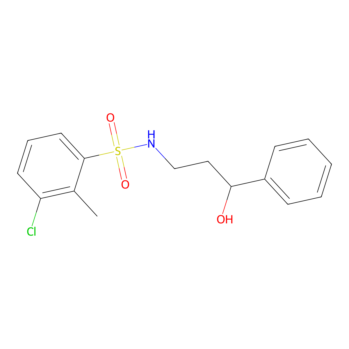 3-chloro-N-(3-hydroxy-3-phenylpropyl)-2-methylbenzenesulfonamide molecular structure, CAS 1396805-64-3