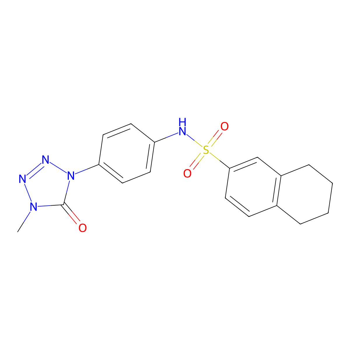 N-(4-(4-methyl-5-oxo-4,5-dihydro-1H-tetrazol-1-yl)phenyl)-5,6,7,8-tetrahydronaphthalene-2-sulfonamide molecular structure, CAS 1396805-70-1