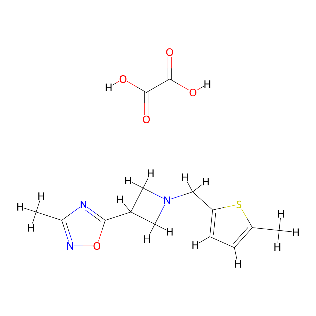 3-Methyl-5-(1-((5-methylthiophen-2-yl)methyl)azetidin-3-yl)-1,2,4-oxadiazole oxalate molecular structure, CAS 1396805-73-4