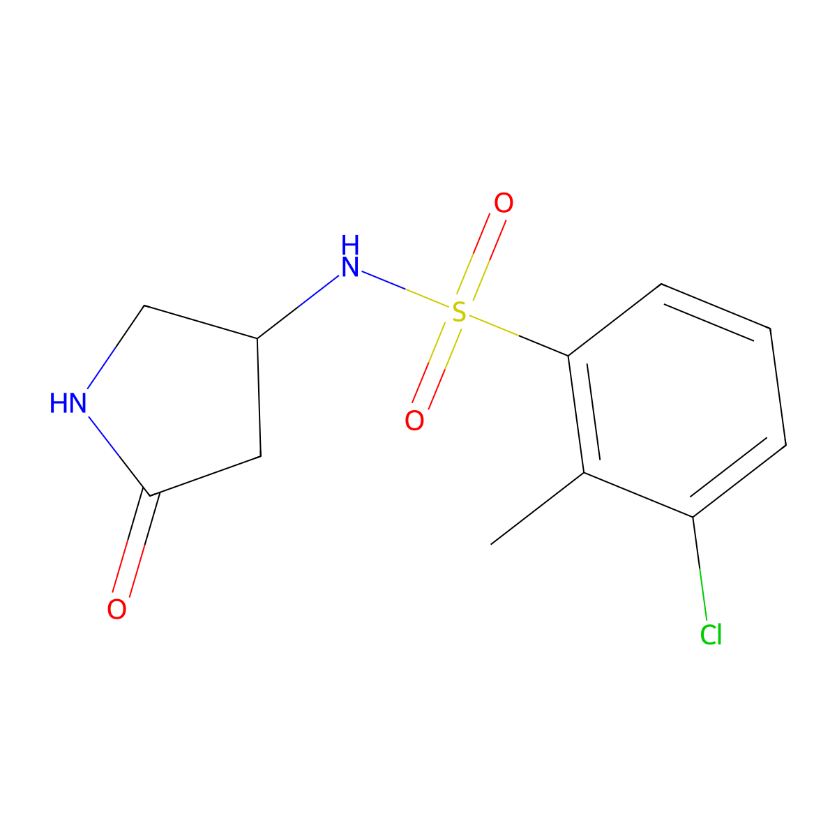 3-chloro-2-methyl-N-(5-oxopyrrolidin-3-yl)benzenesulfonamide molecular structure, CAS 1396805-77-8