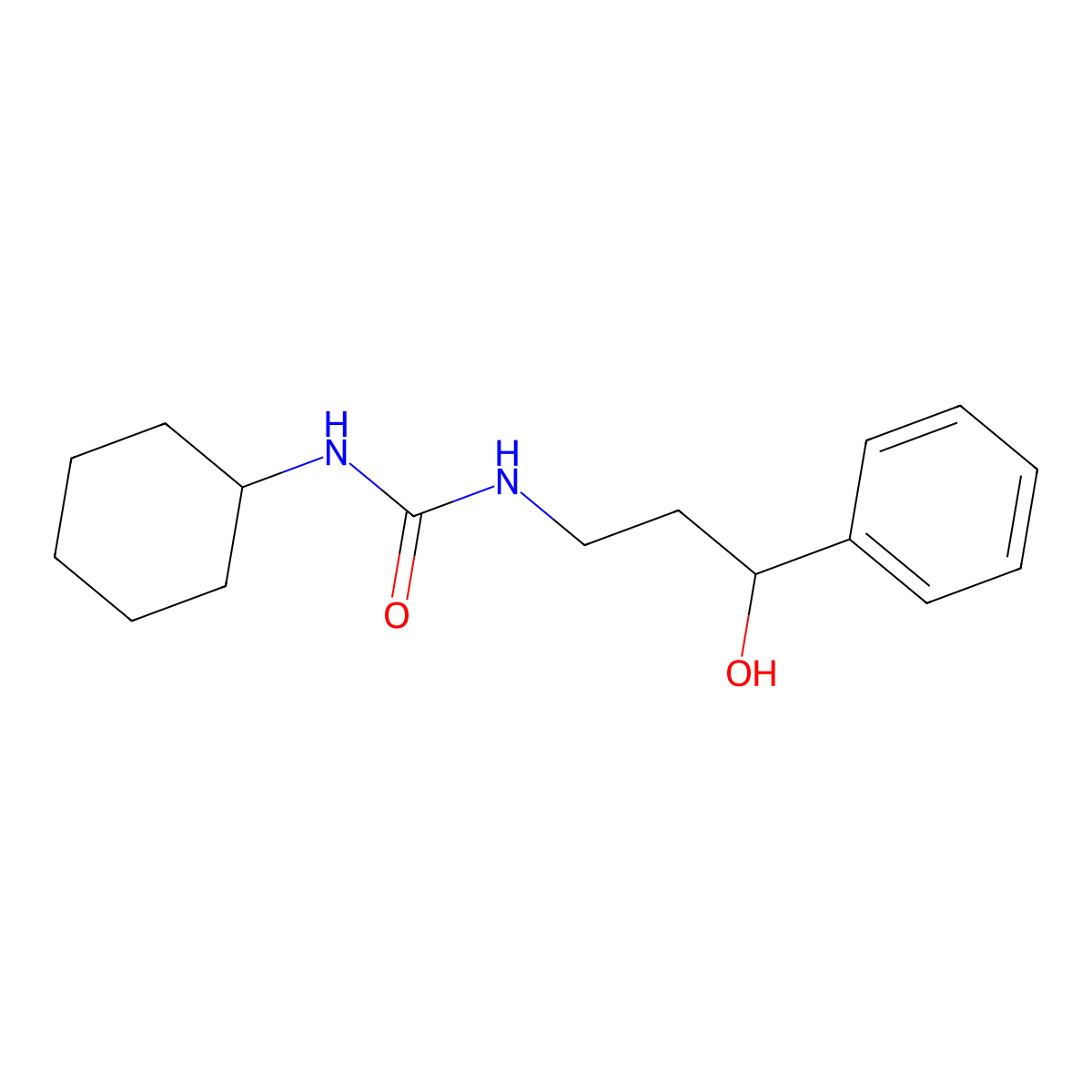 1-Cyclohexyl-3-(3-hydroxy-3-phenylpropyl)urea molecular structure, CAS 1396805-81-4