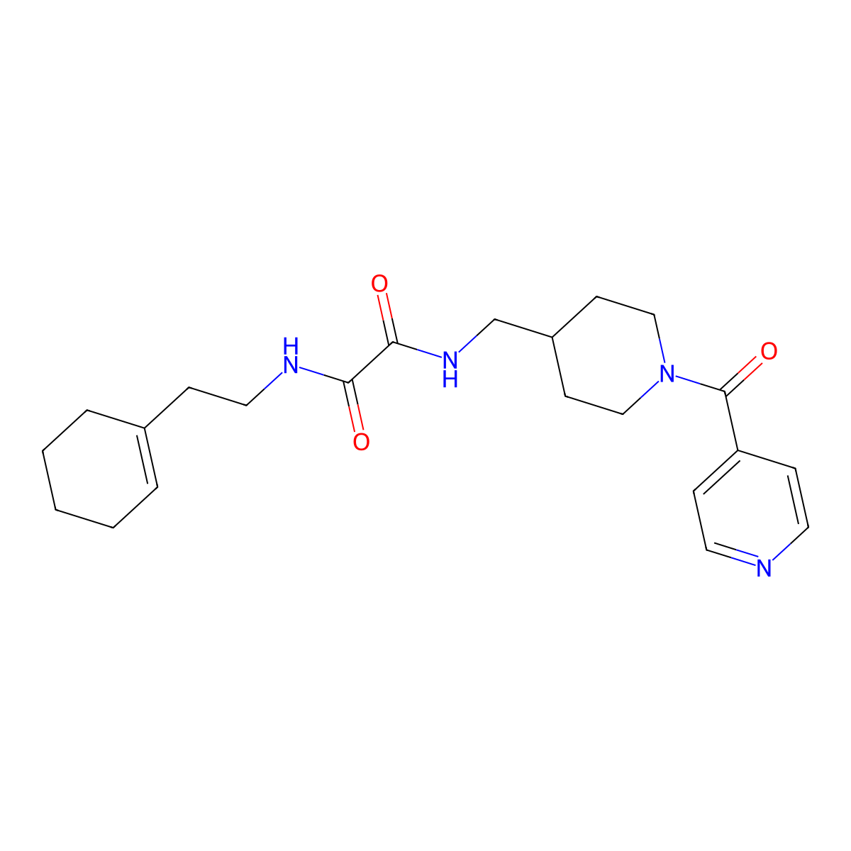 N1-(2-(cyclohex-1-en-1-yl)ethyl)-N2-((1-isonicotinoylpiperidin-4-yl)methyl)oxalamide molecular structure, CAS 1396805-92-7