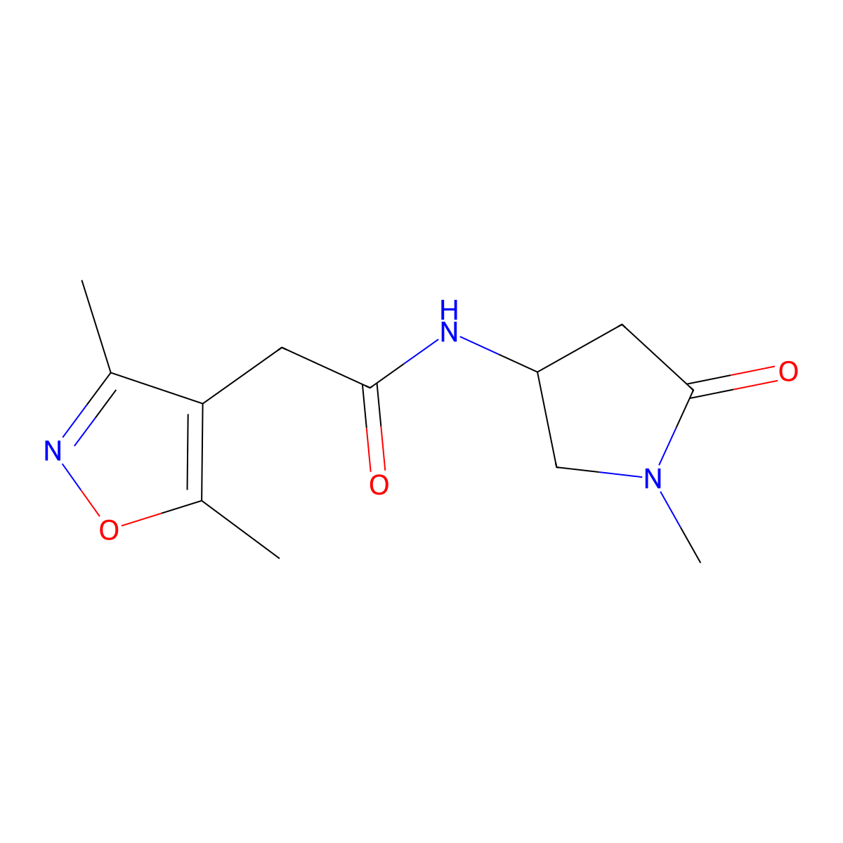 2-(3,5-dimethyl-1,2-oxazol-4-yl)-N-(1-methyl-5-oxopyrrolidin-3-yl)acetamide molecular structure, CAS 1396805-93-8