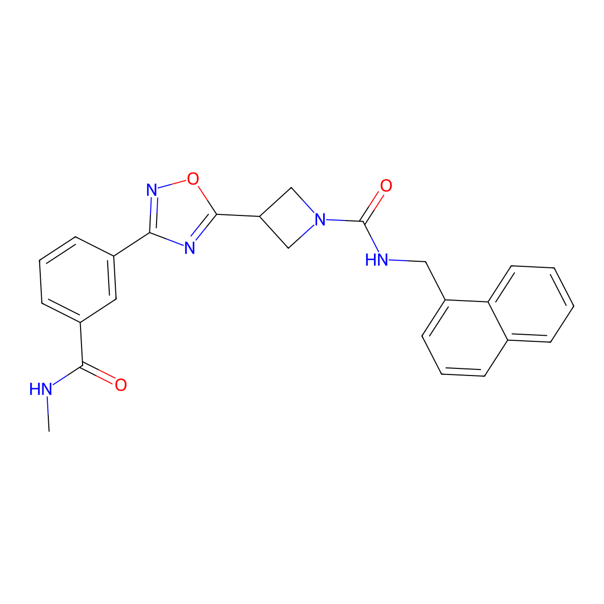 3-(3-(3-(methylcarbamoyl)phenyl)-1,2,4-oxadiazol-5-yl)-N-(naphthalen-1-ylmethyl)azetidine-1-carboxamide molecular structure, CAS 1396805-96-1
