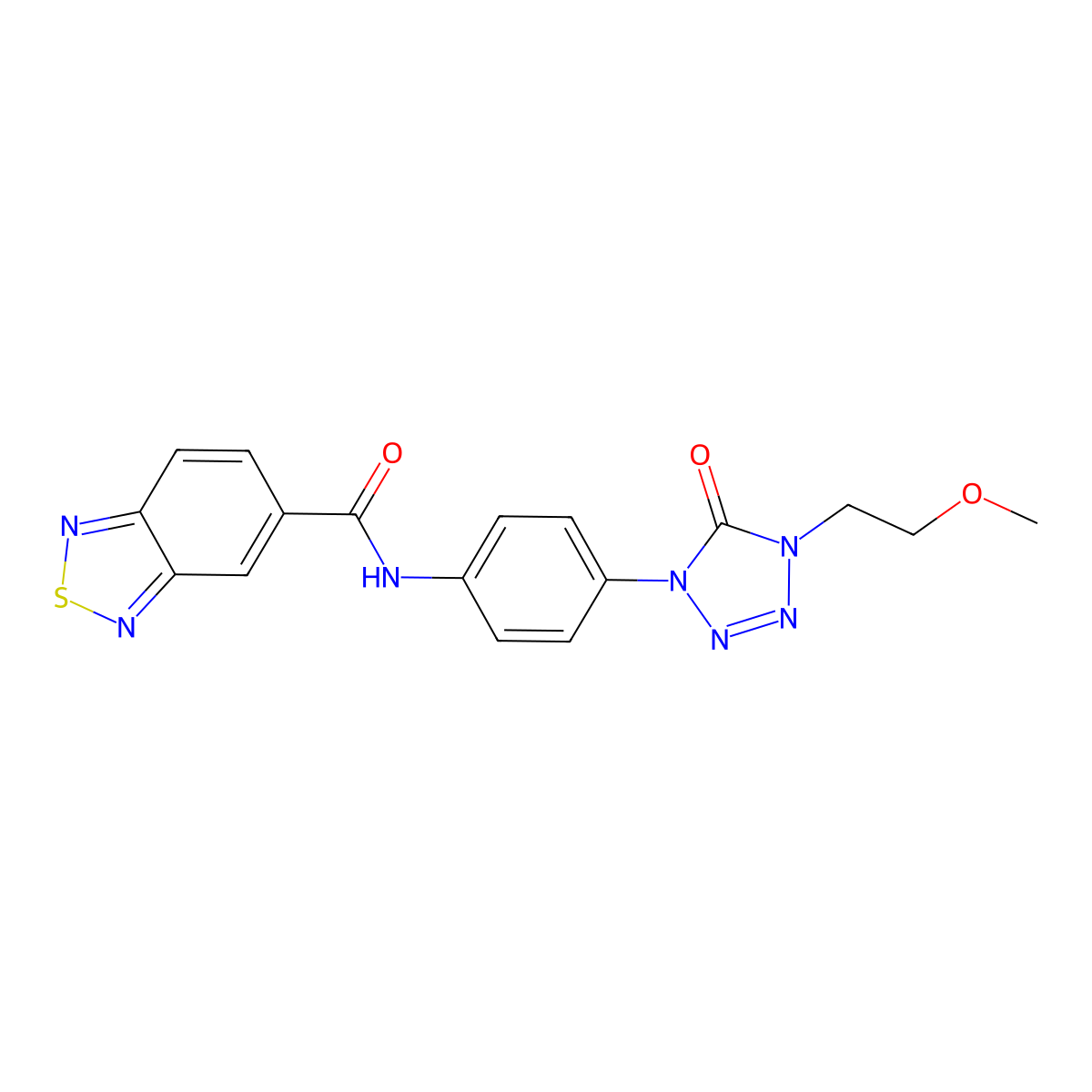 N-(4-(4-(2-methoxyethyl)-5-oxo-4,5-dihydro-1H-tetrazol-1-yl)phenyl)benzo[c][1,2,5]thiadiazole-5-carboxamide molecular structure, CAS 1396805-97-2