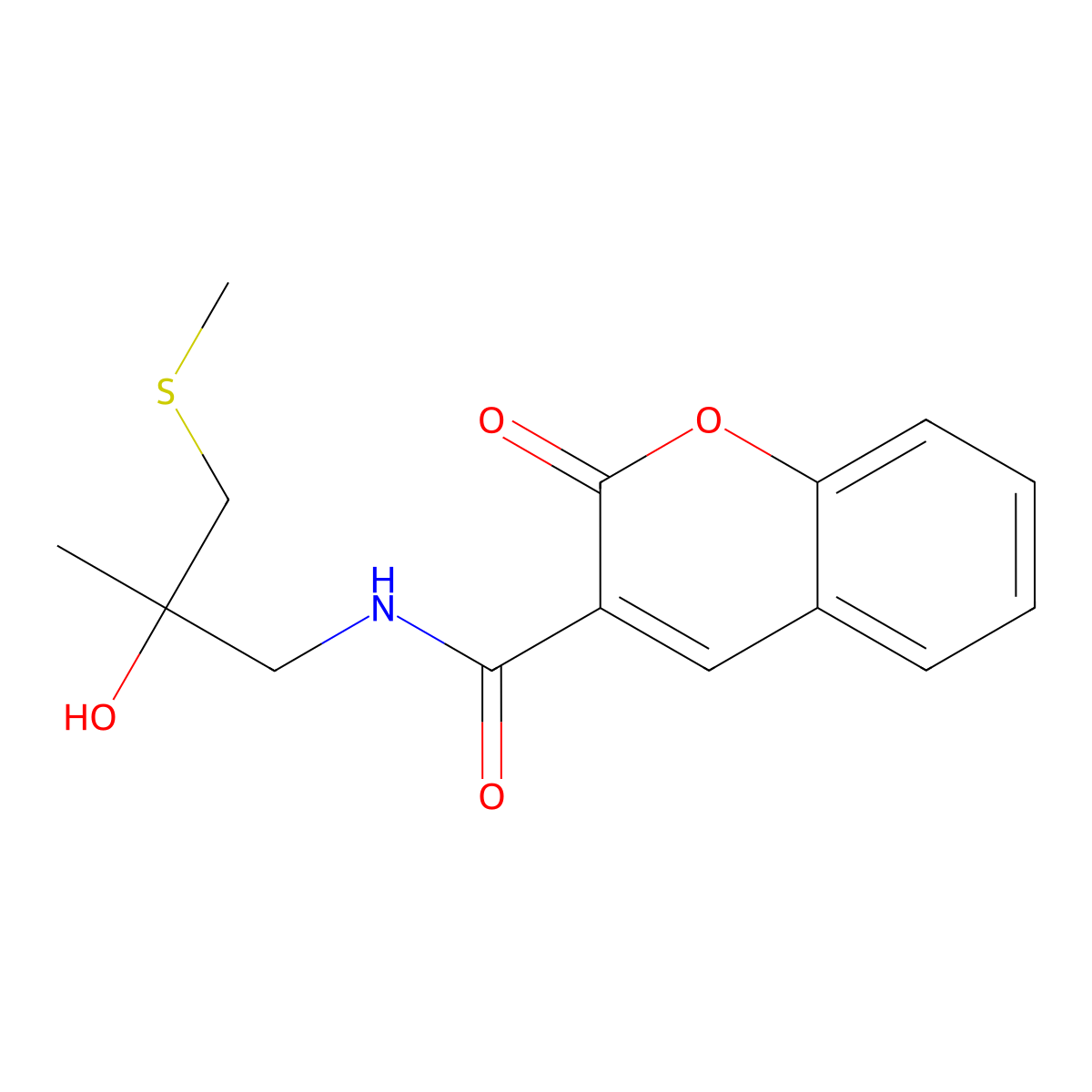 N-(2-hydroxy-2-methyl-3-(methylthio)propyl)-2-oxo-2H-chromene-3-carboxamide molecular structure, CAS 1396805-99-4