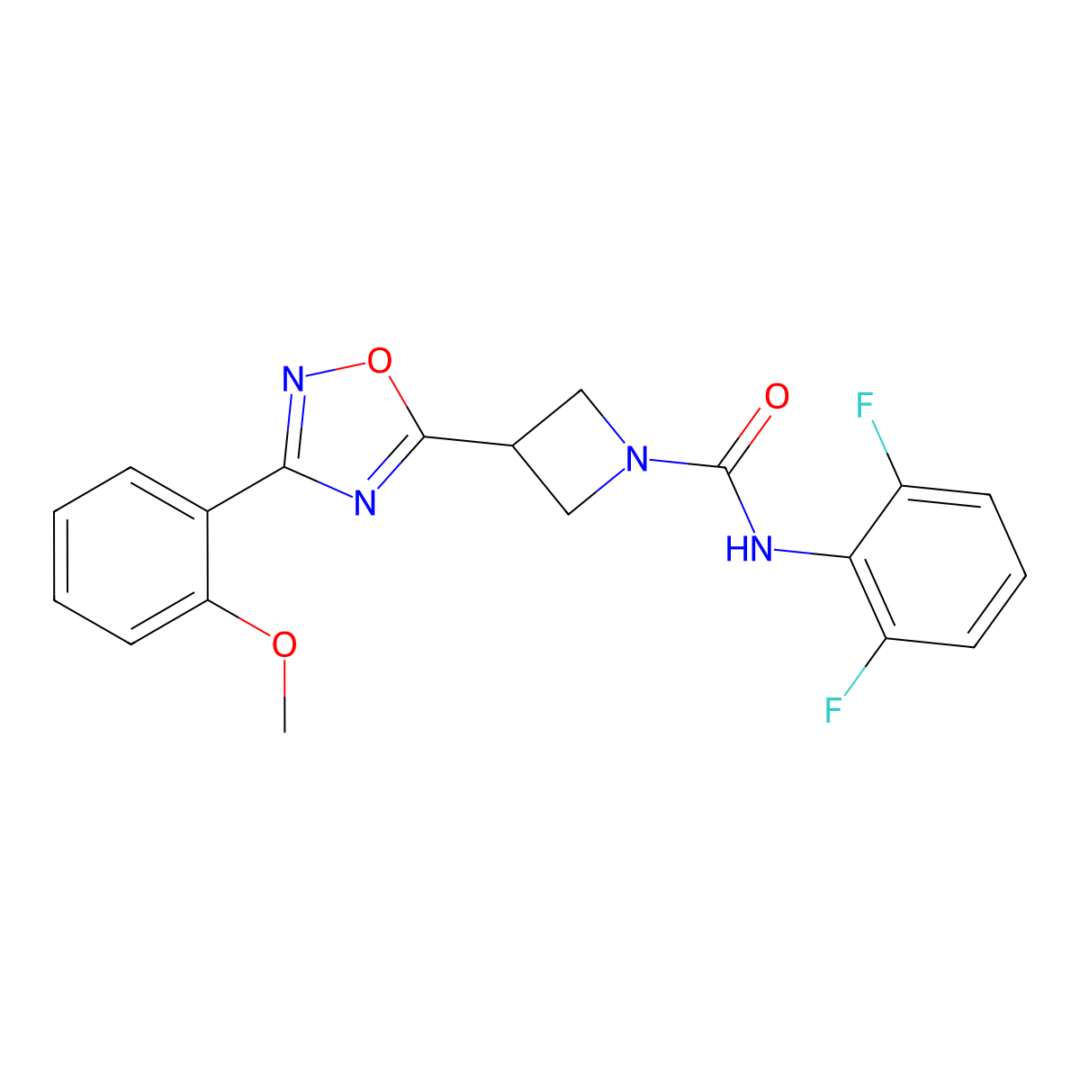 N-(2,6-difluorophenyl)-3-[3-(2-methoxyphenyl)-1,2,4-oxadiazol-5-yl]azetidine-1-carboxamide molecular structure, CAS 1396806-04-4