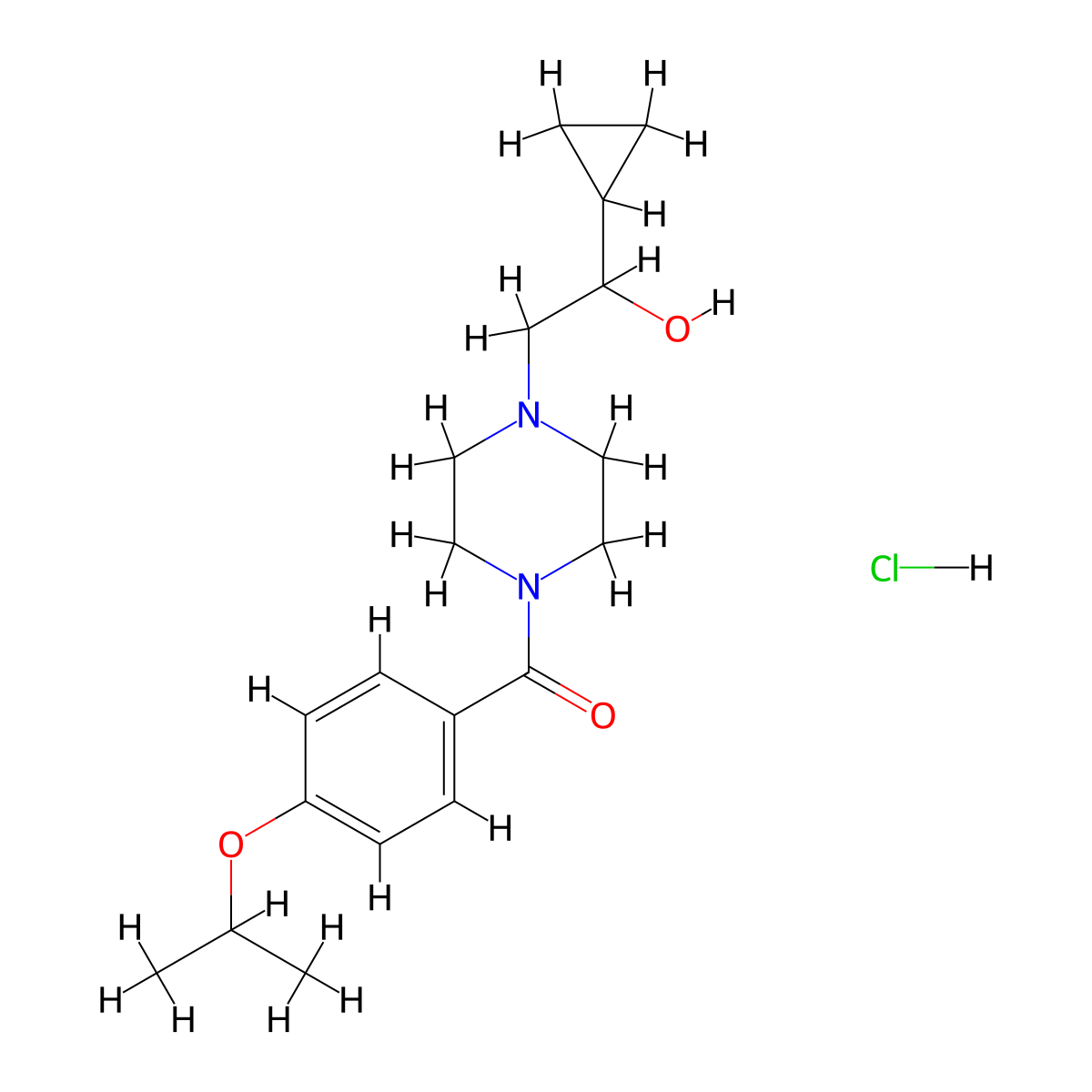 (4-(2-Cyclopropyl-2-hydroxyethyl)piperazin-1-yl)(4-isopropoxyphenyl)methanone hydrochloride molecular structure, CAS 1396806-09-9