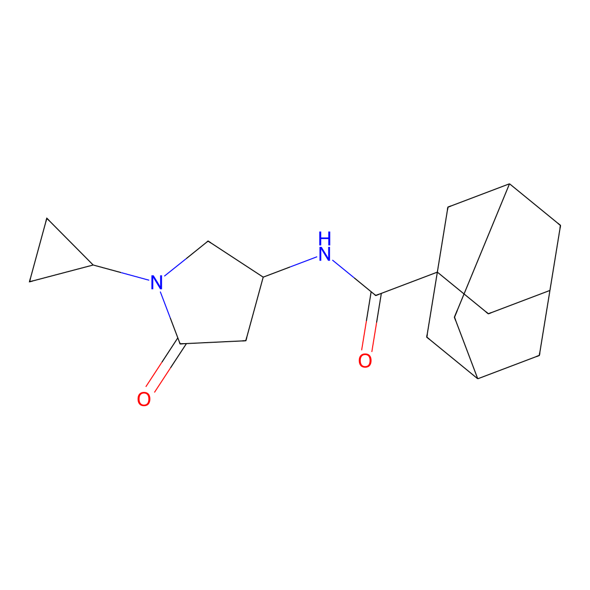 N-(1-cyclopropyl-5-oxopyrrolidin-3-yl)adamantane-1-carboxamide molecular structure, CAS 1396806-10-2