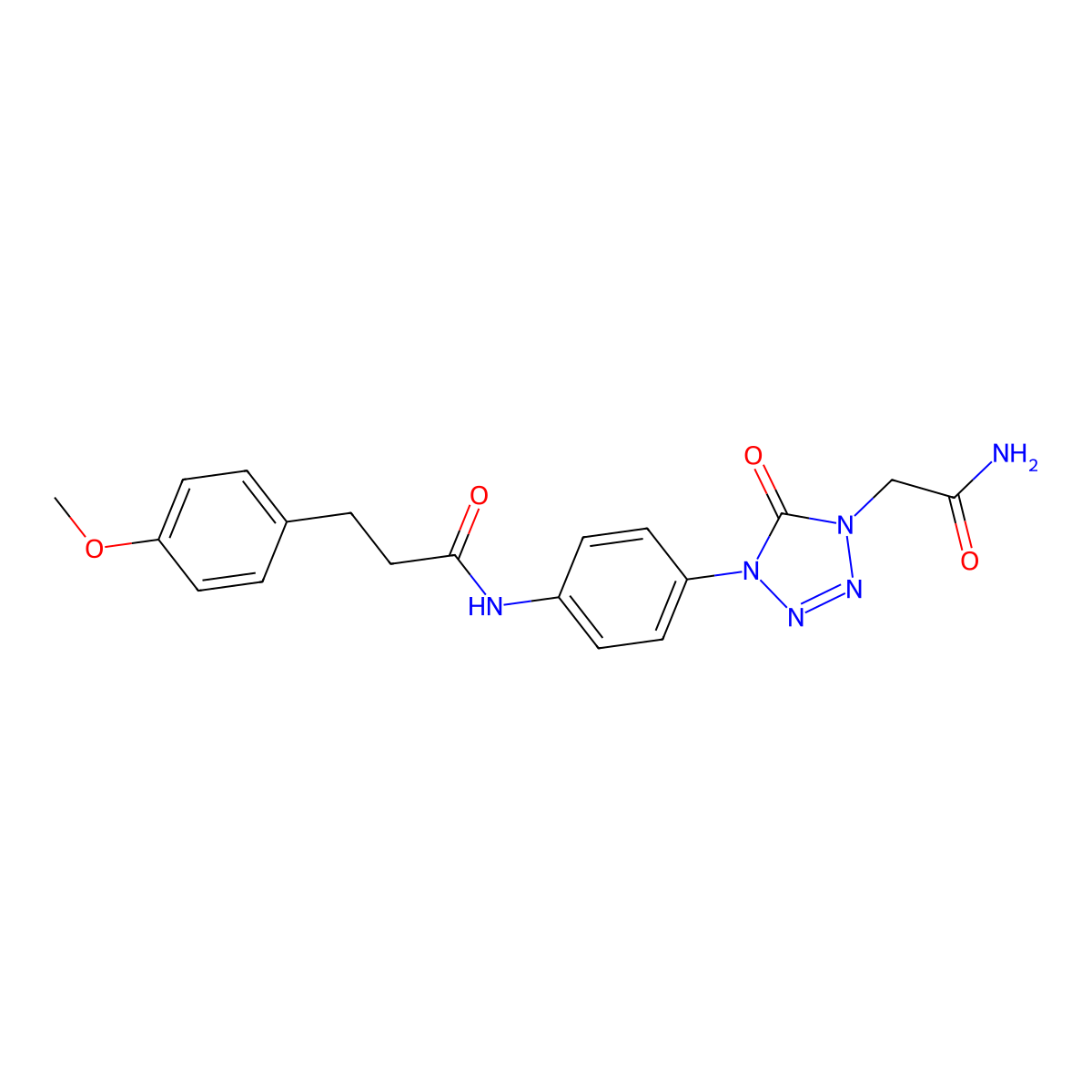 N-(4-(4-(2-amino-2-oxoethyl)-5-oxo-4,5-dihydro-1H-tetrazol-1-yl)phenyl)-3-(4-methoxyphenyl)propanamide molecular structure, CAS 1396806-12-4
