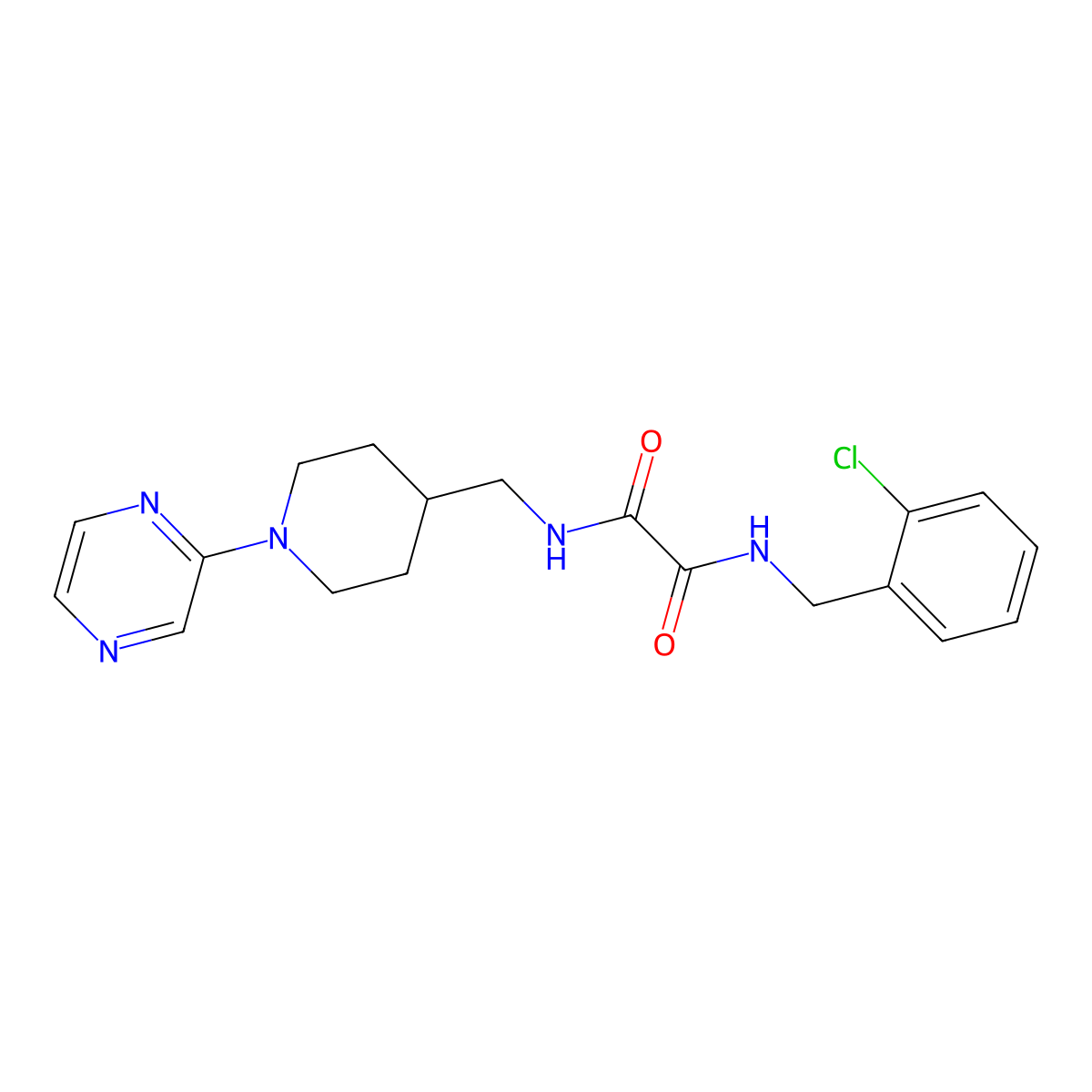 N1-(2-chlorobenzyl)-N2-((1-(pyrazin-2-yl)piperidin-4-yl)methyl)oxalamide molecular structure, CAS 1396806-13-5