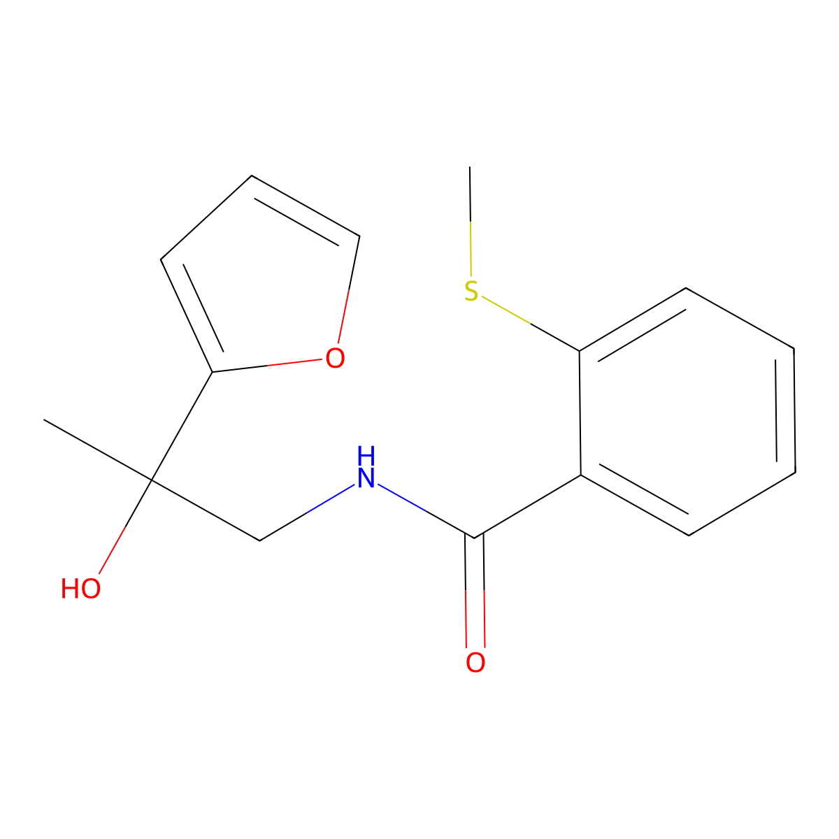 N-(2-(furan-2-yl)-2-hydroxypropyl)-2-(methylthio)benzamide molecular structure, CAS 1396806-14-6