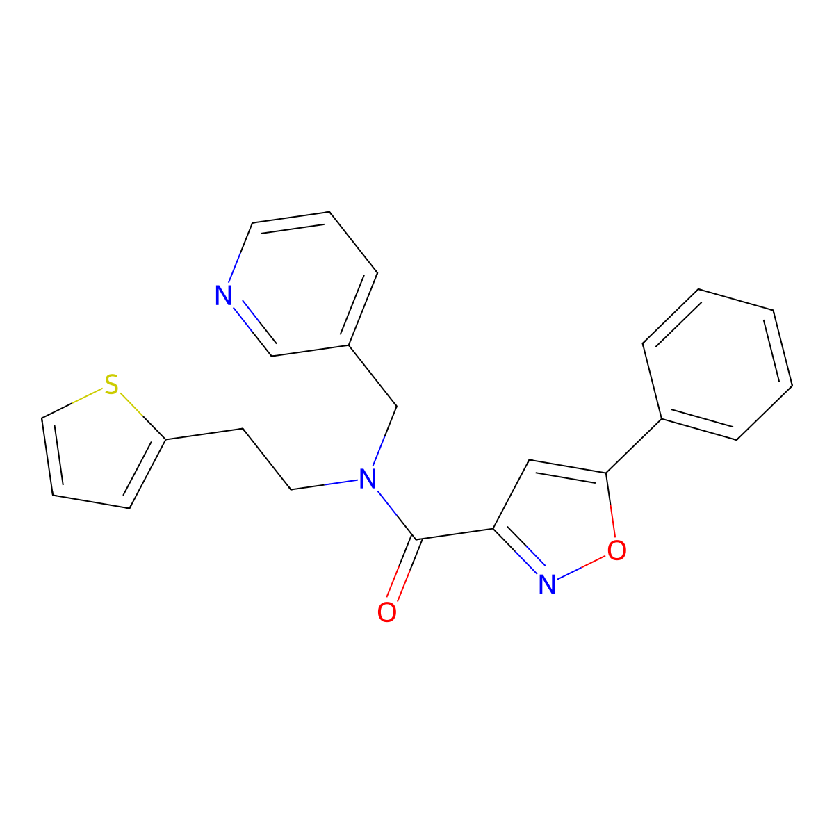 5-phenyl-N-(pyridin-3-ylmethyl)-N-(2-(thiophen-2-yl)ethyl)isoxazole-3-carboxamide molecular structure, CAS 1396806-21-5