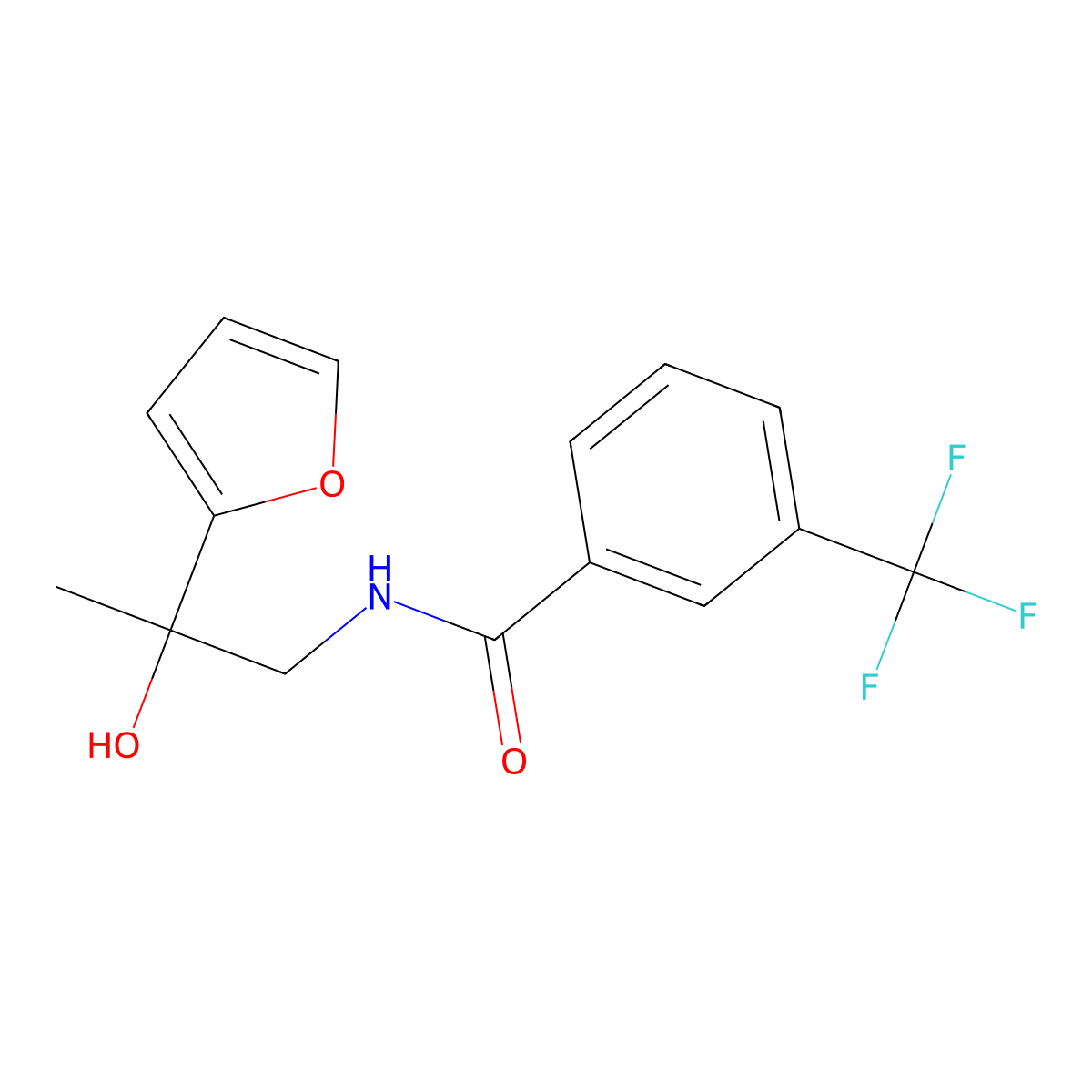 N-[2-(furan-2-yl)-2-hydroxypropyl]-3-(trifluoromethyl)benzamide molecular structure, CAS 1396806-22-6