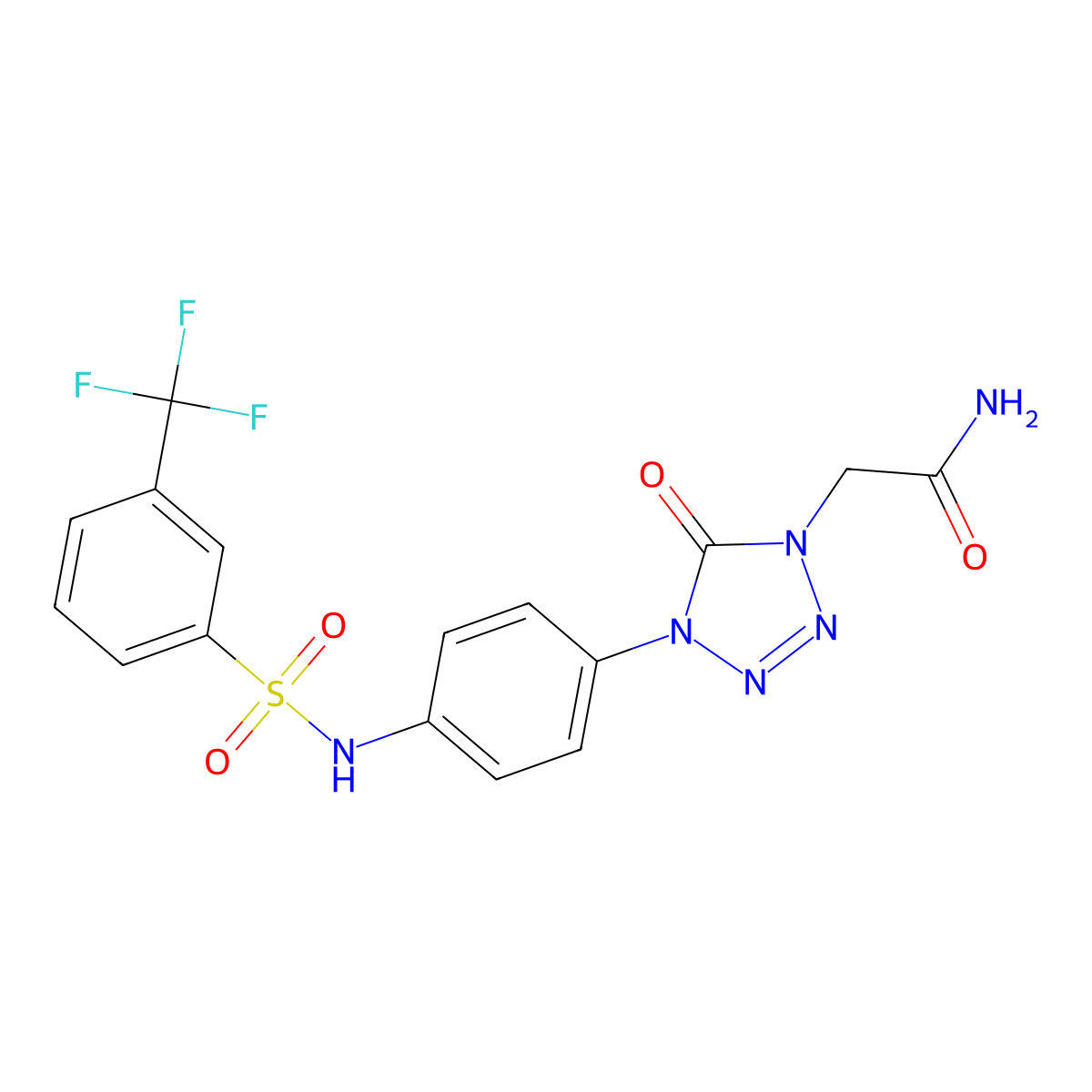 2-(5-oxo-4-{4-[3-(trifluoromethyl)benzenesulfonamido]phenyl}-4,5-dihydro-1H-1,2,3,4-tetrazol-1-yl)acetamide molecular structure, CAS 1396806-27-1