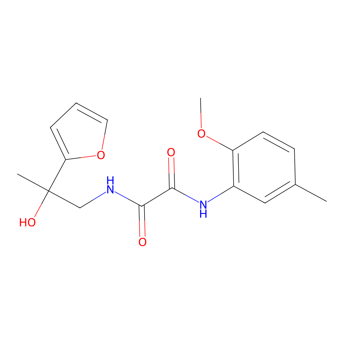 N1-(2-(furan-2-yl)-2-hydroxypropyl)-N2-(2-methoxy-5-methylphenyl)oxalamide molecular structure, CAS 1396806-38-4
