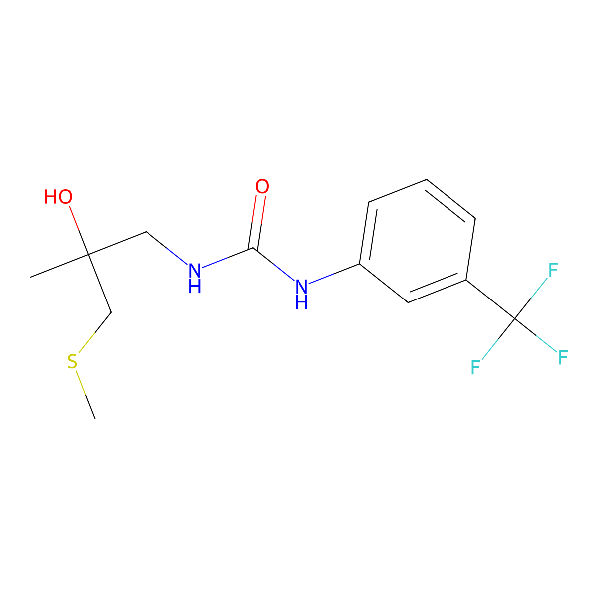 1-(2-Hydroxy-2-methyl-3-(methylthio)propyl)-3-(3-(trifluoromethyl)phenyl)urea molecular structure, CAS 1396806-41-9