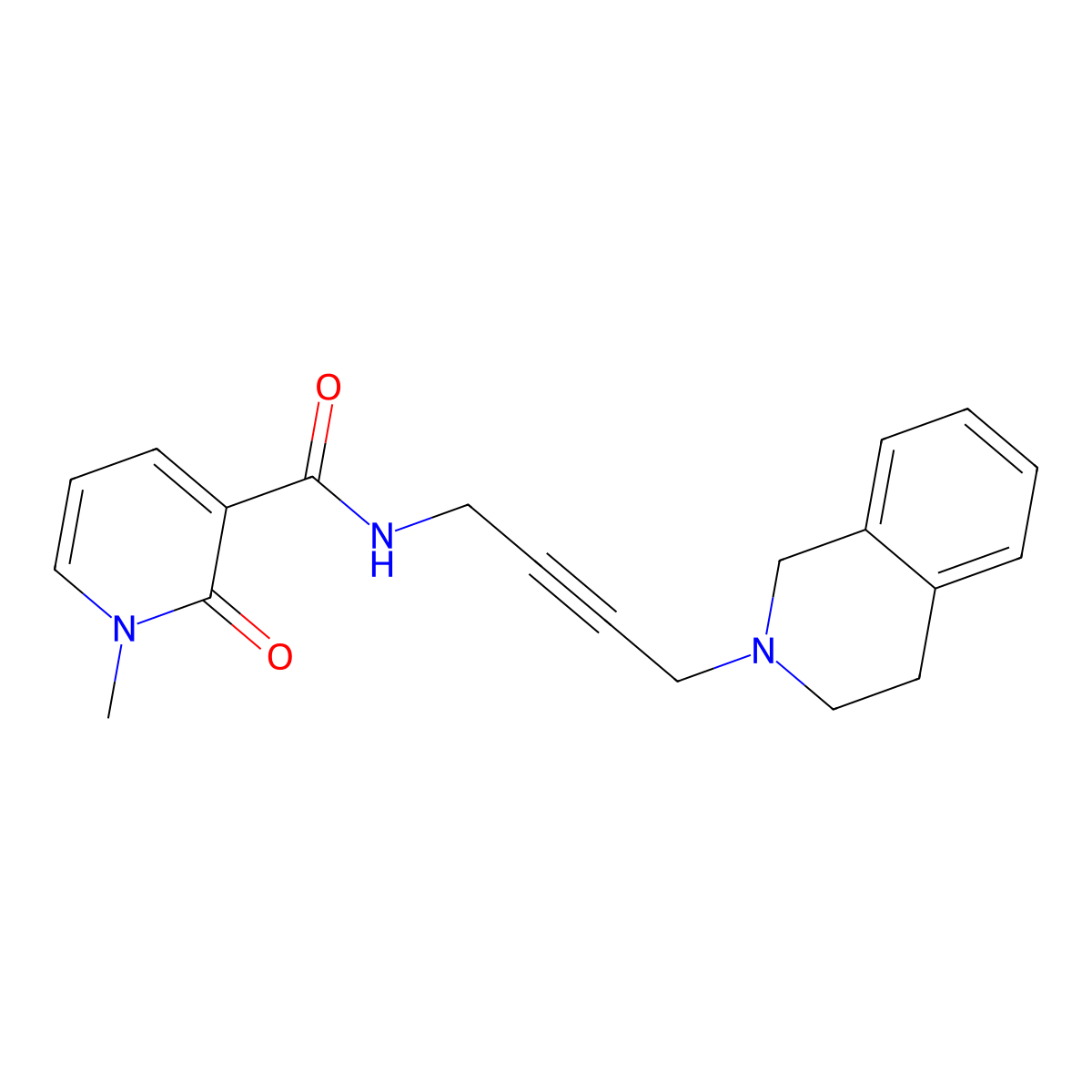 1-methyl-2-oxo-N-[4-(1,2,3,4-tetrahydroisoquinolin-2-yl)but-2-yn-1-yl]-1,2-dihydropyridine-3-carboxamide molecular structure, CAS 1396806-42-0
