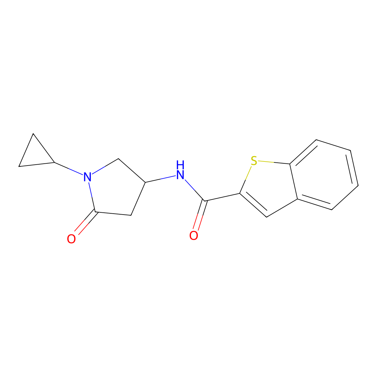 N-(1-cyclopropyl-5-oxopyrrolidin-3-yl)benzo[b]thiophene-2-carboxamide molecular structure, CAS 1396806-44-2