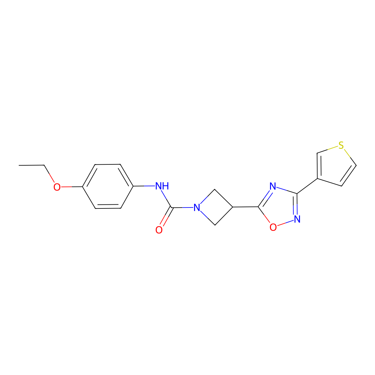 N-(4-ethoxyphenyl)-3-[3-(thiophen-3-yl)-1,2,4-oxadiazol-5-yl]azetidine-1-carboxamide molecular structure, CAS 1396806-45-3