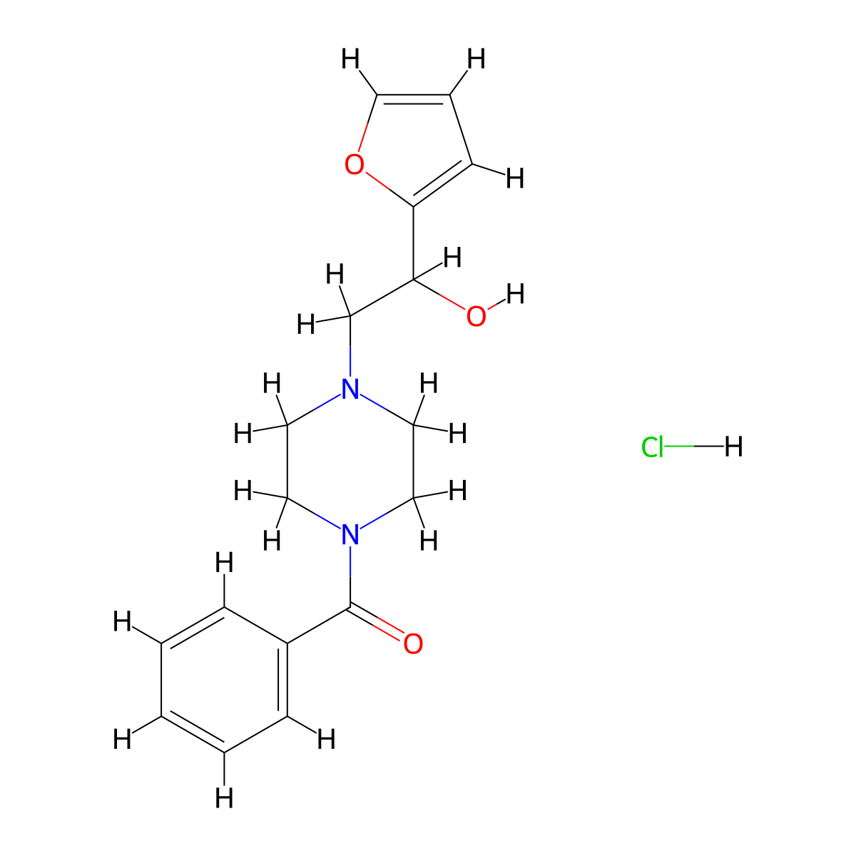 (4-(2-(Furan-2-yl)-2-hydroxyethyl)piperazin-1-yl)(phenyl)methanone hydrochloride molecular structure, CAS 1396806-46-4