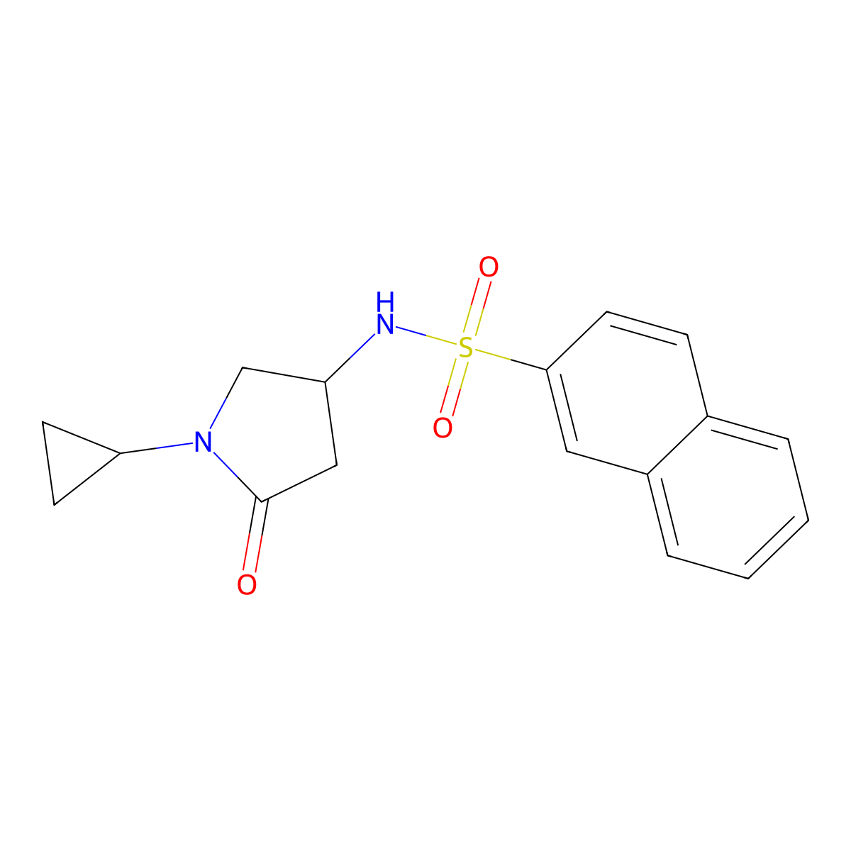 N-(1-cyclopropyl-5-oxopyrrolidin-3-yl)naphthalene-2-sulfonamide molecular structure, CAS 1396806-49-7