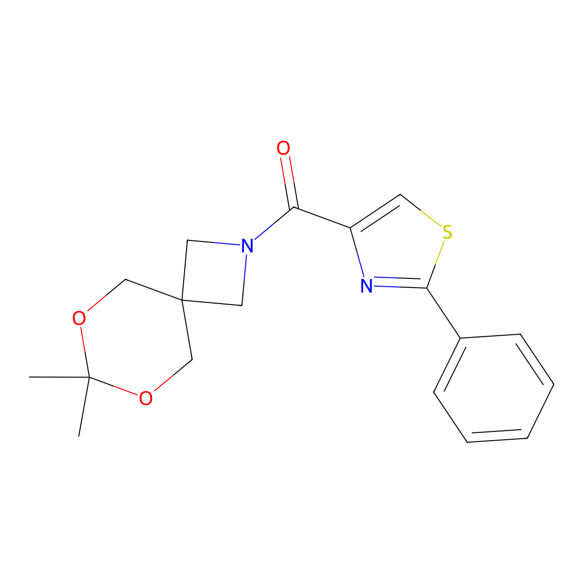 (7,7-Dimethyl-6,8-dioxa-2-azaspiro[3.5]nonan-2-yl)(2-phenylthiazol-4-yl)methanone molecular structure, CAS 1396806-55-5
