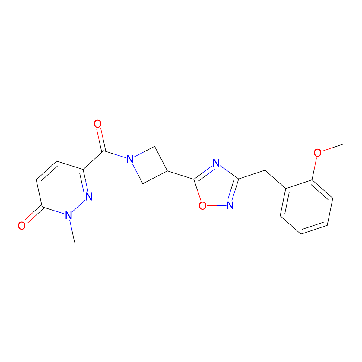 6-(3-(3-(2-methoxybenzyl)-1,2,4-oxadiazol-5-yl)azetidine-1-carbonyl)-2-methylpyridazin-3(2H)-one molecular structure, CAS 1396806-57-7