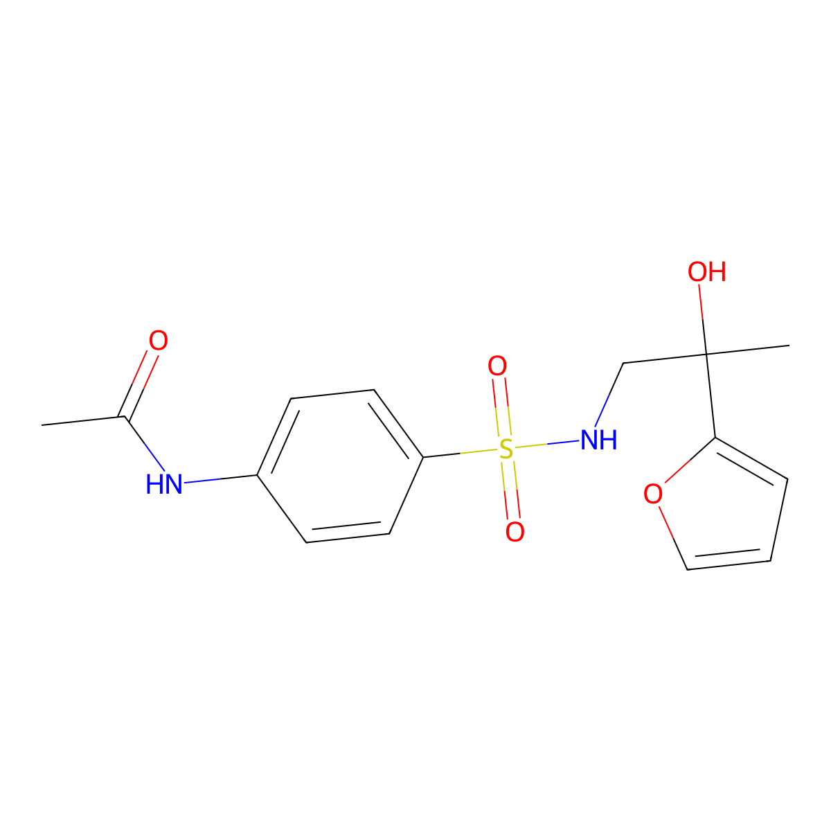 N-(4-{[2-(furan-2-yl)-2-hydroxypropyl]sulfamoyl}phenyl)acetamide molecular structure, CAS 1396806-60-2