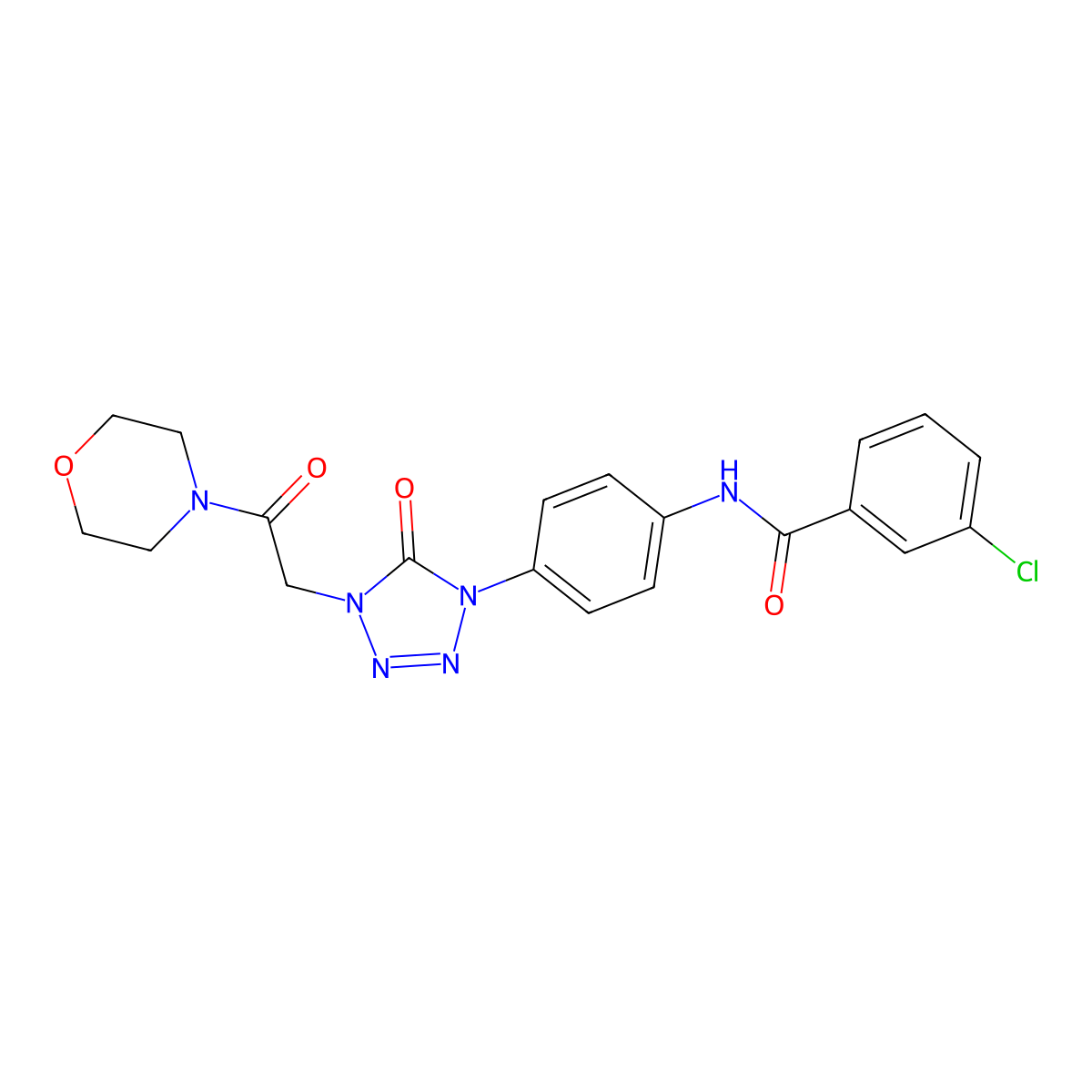 3-chloro-N-(4-(4-(2-morpholino-2-oxoethyl)-5-oxo-4,5-dihydro-1H-tetrazol-1-yl)phenyl)benzamide molecular structure, CAS 1396806-63-5