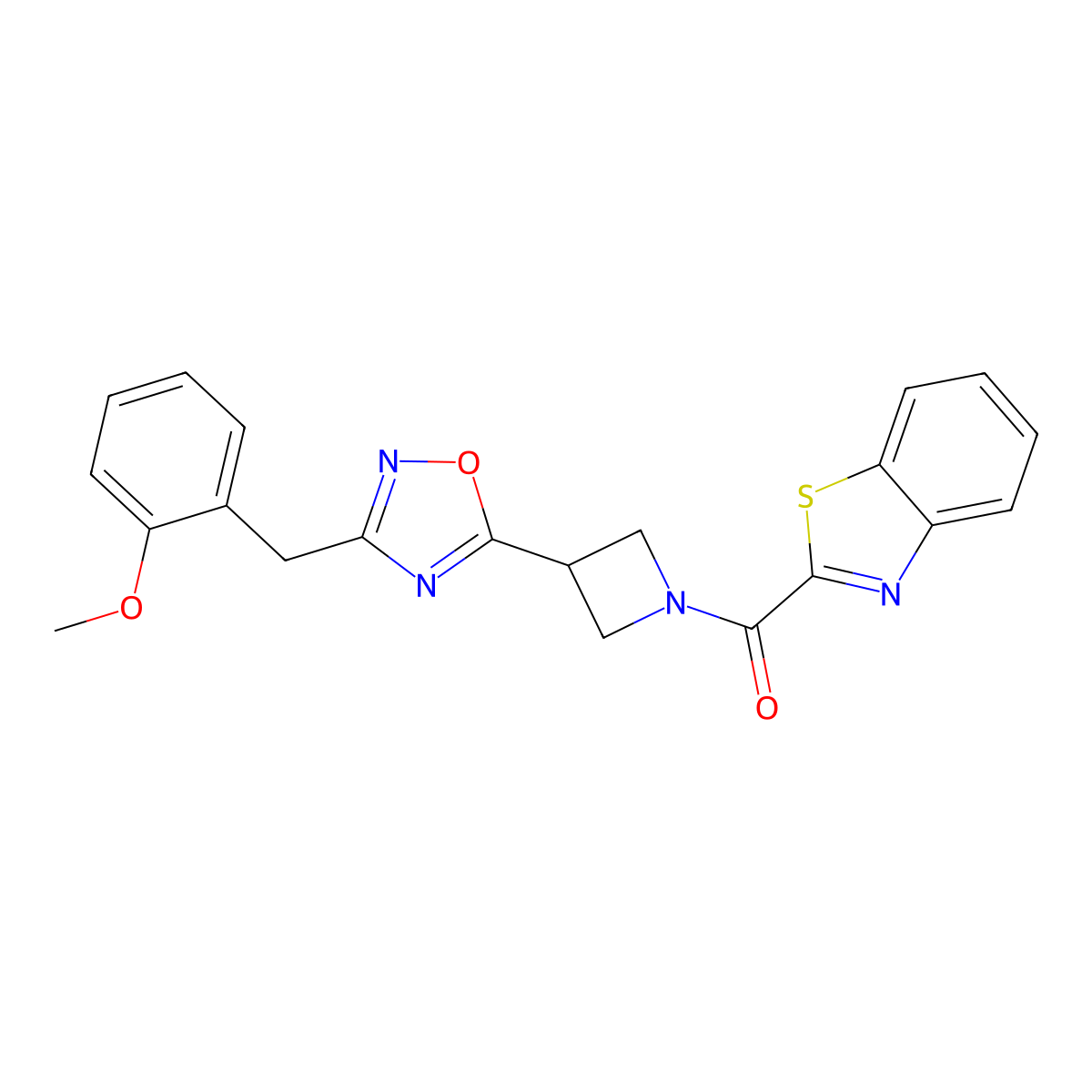 Benzo[d]thiazol-2-yl(3-(3-(2-methoxybenzyl)-1,2,4-oxadiazol-5-yl)azetidin-1-yl)methanone molecular structure, CAS 1396806-65-7