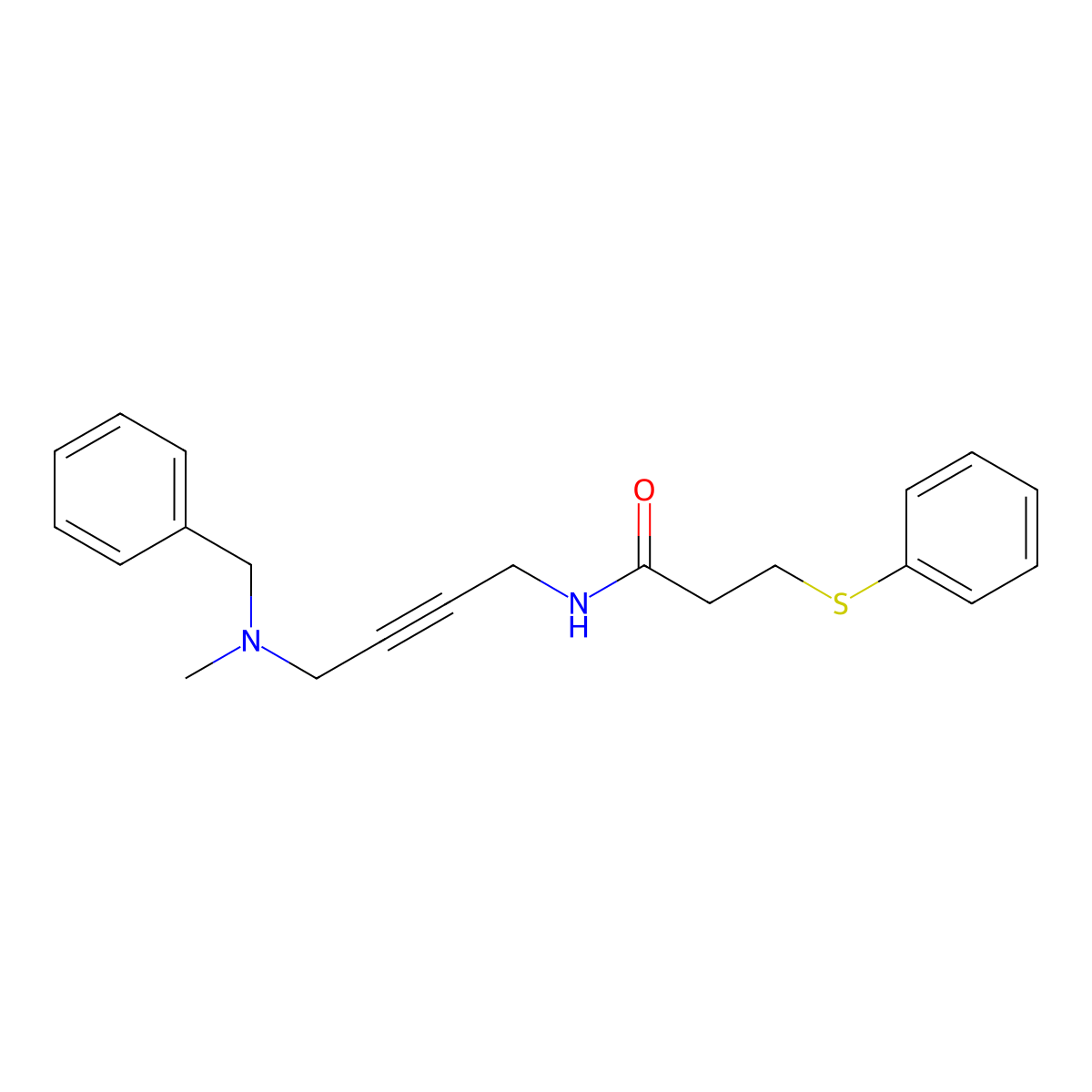 N-(4-(benzyl(methyl)amino)but-2-yn-1-yl)-3-(phenylthio)propanamide molecular structure, CAS 1396806-69-1