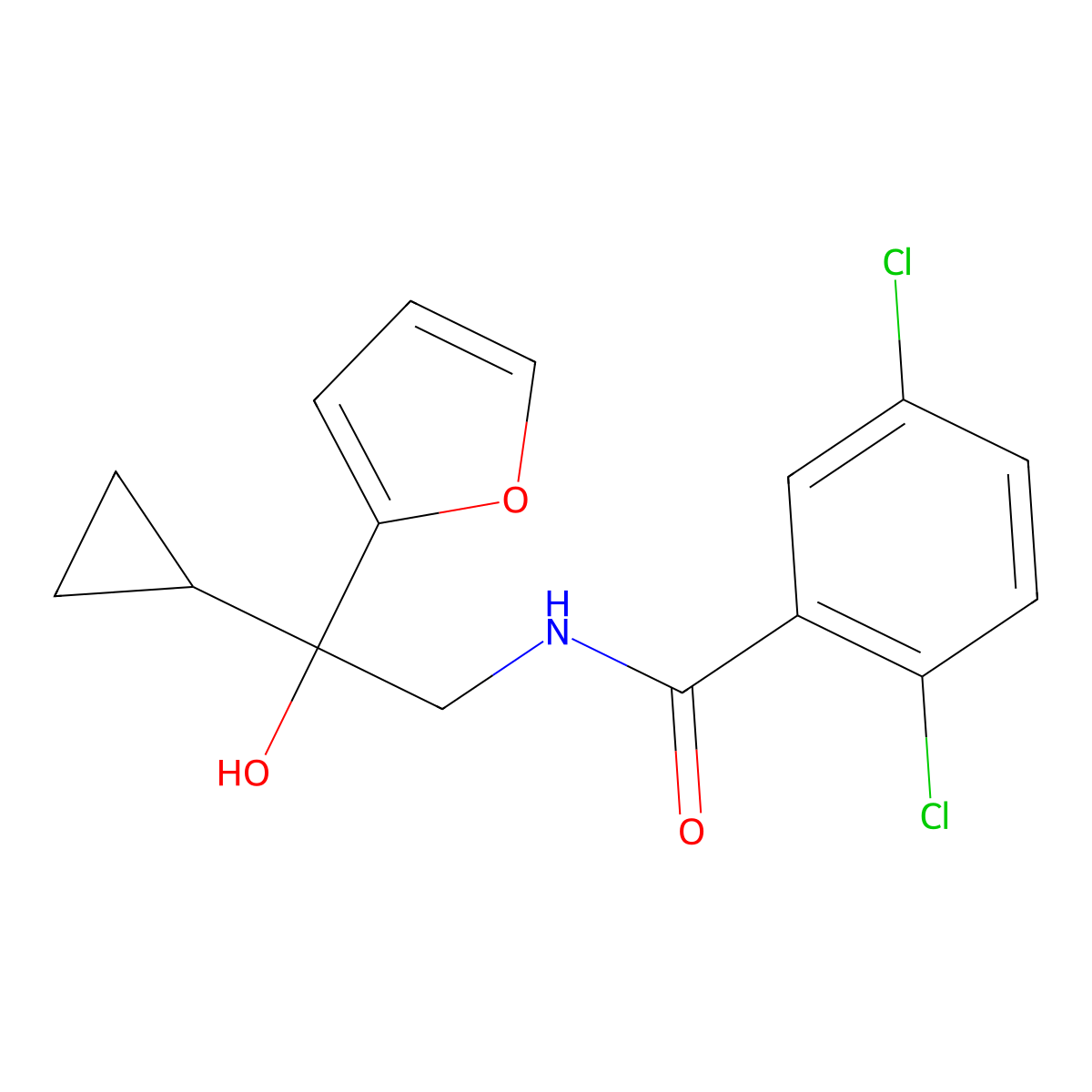 2,5-dichloro-N-[2-cyclopropyl-2-(furan-2-yl)-2-hydroxyethyl]benzamide molecular structure, CAS 1396806-88-4