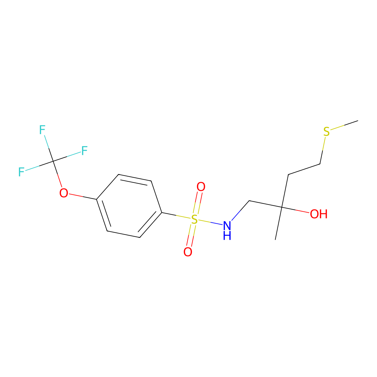 N-(2-hydroxy-2-methyl-4-(methylthio)butyl)-4-(trifluoromethoxy)benzenesulfonamide molecular structure, CAS 1396806-90-8