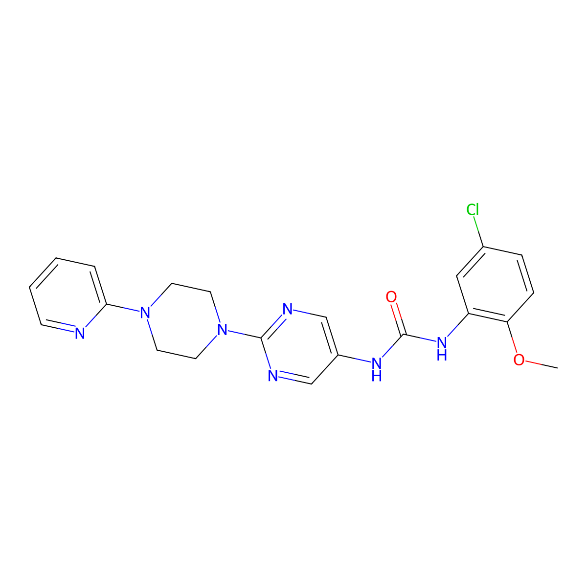 1-(5-Chloro-2-methoxyphenyl)-3-(2-(4-(pyridin-2-yl)piperazin-1-yl)pyrimidin-5-yl)urea molecular structure, CAS 1396806-92-0