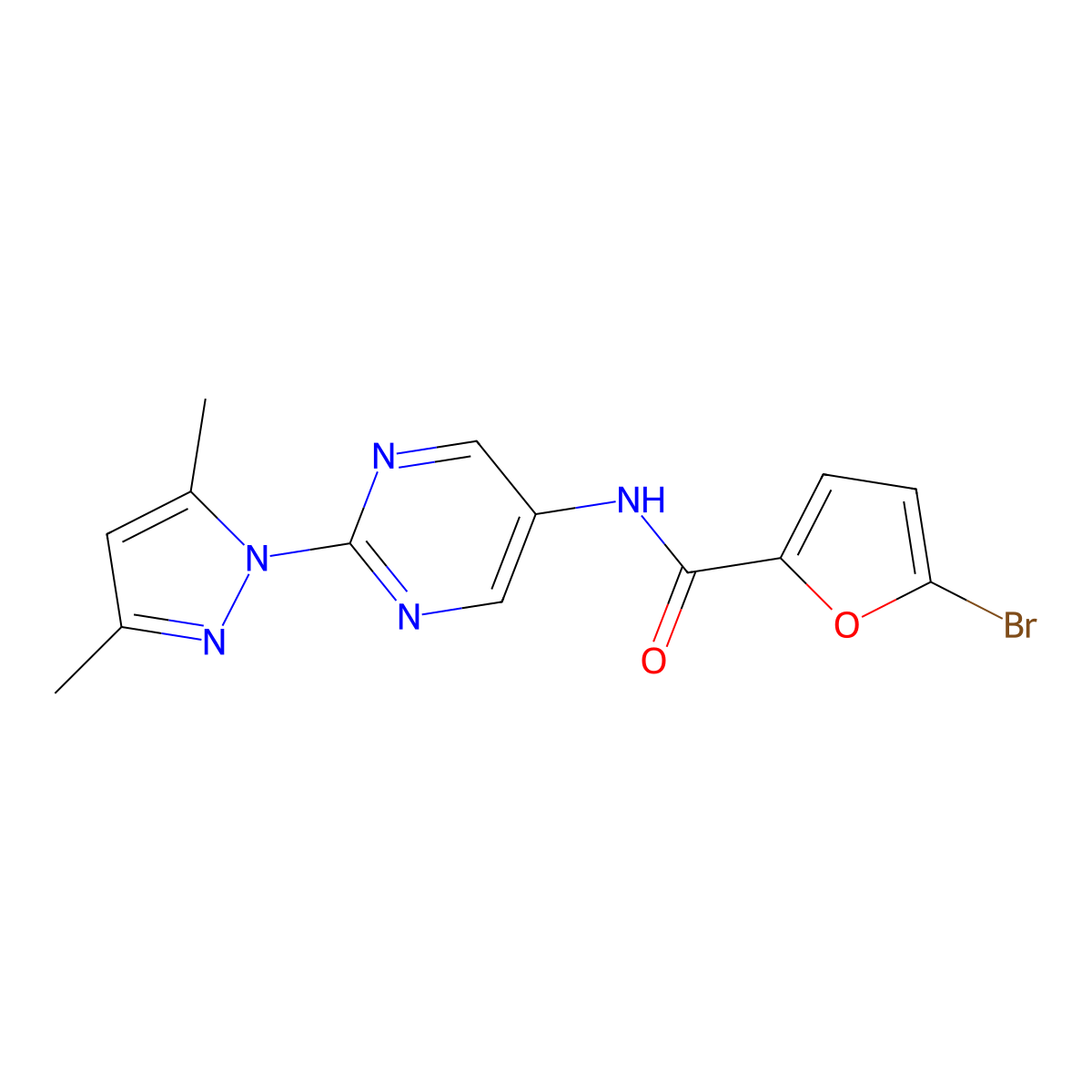 5-bromo-N-[2-(3,5-dimethyl-1H-pyrazol-1-yl)pyrimidin-5-yl]furan-2-carboxamide molecular structure, CAS 1396806-93-1