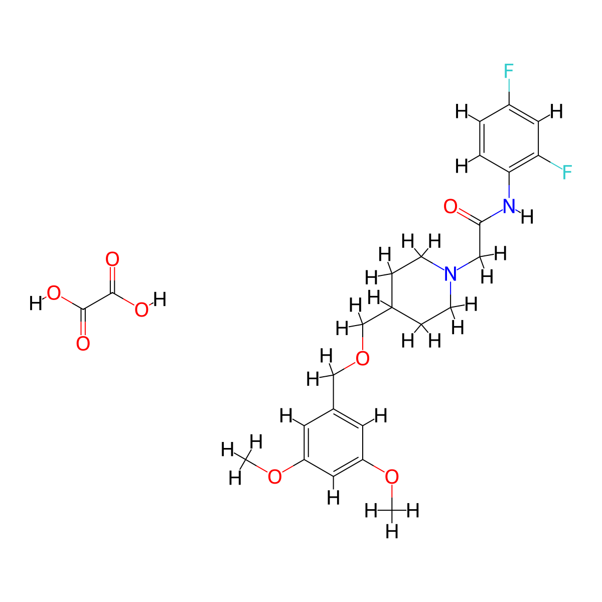 N-(2,4-difluorophenyl)-2-(4-(((3,5-dimethoxybenzyl)oxy)methyl)piperidin-1-yl)acetamide oxalate molecular structure, CAS 1396806-96-4