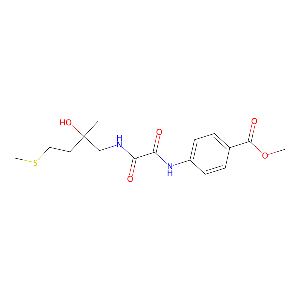 Methyl 4-(2-((2-hydroxy-2-methyl-4-(methylthio)butyl)amino)-2-oxoacetamido)benzoate molecular structure, CAS 1396807-03-6