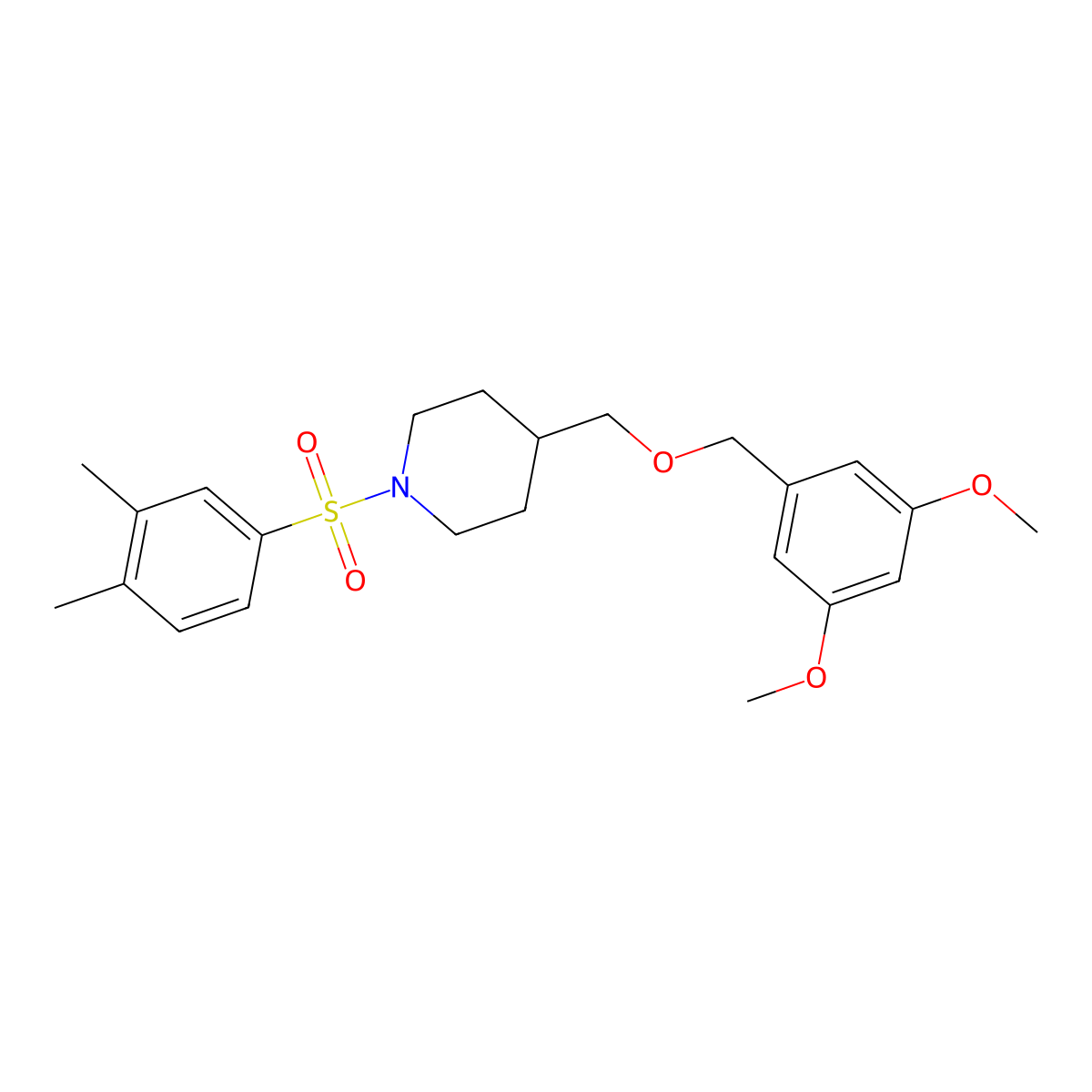 4-(((3,5-Dimethoxybenzyl)oxy)methyl)-1-((3,4-dimethylphenyl)sulfonyl)piperidine molecular structure, CAS 1396807-05-8