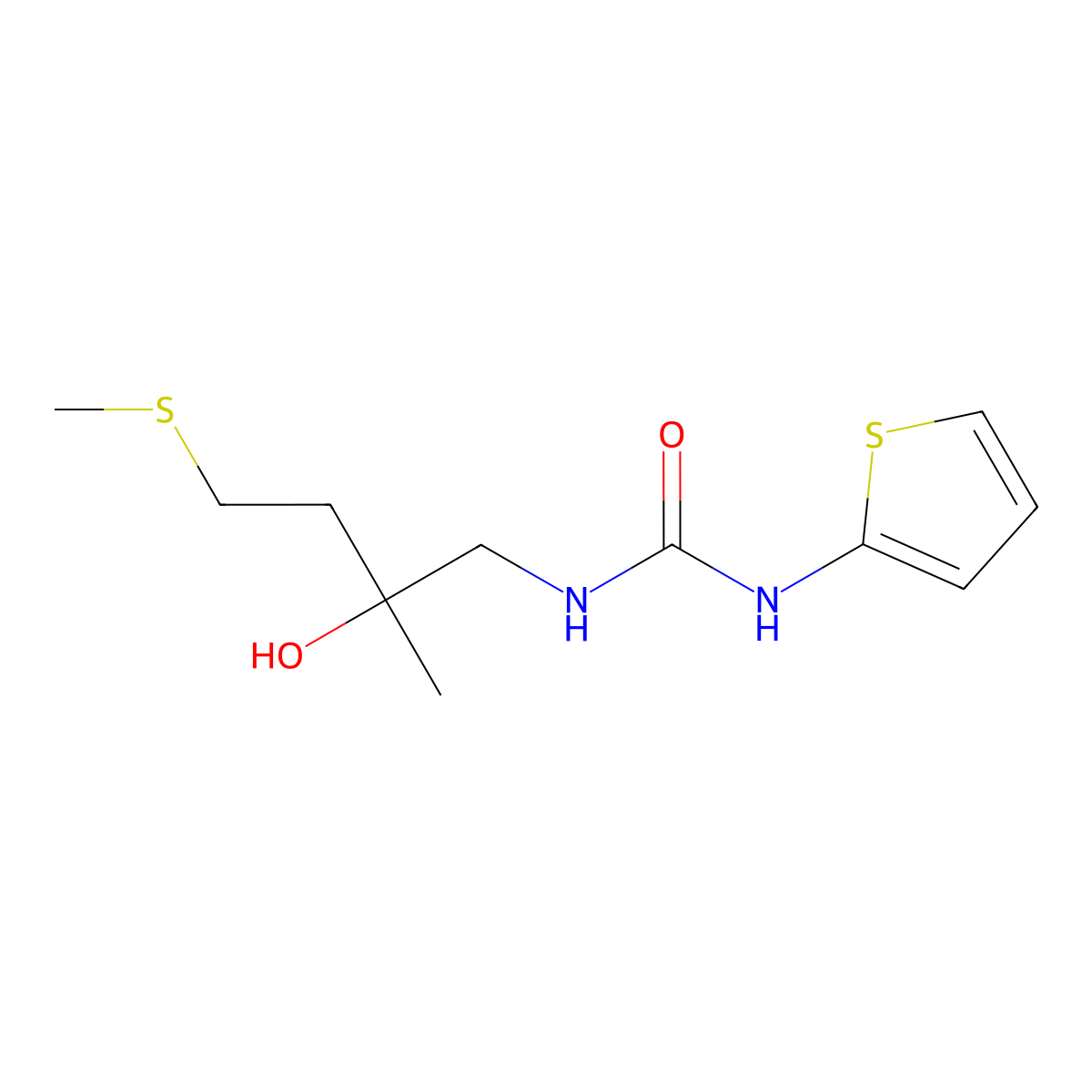 1-(2-Hydroxy-2-methyl-4-(methylthio)butyl)-3-(thiophen-2-yl)urea molecular structure, CAS 1396807-09-2