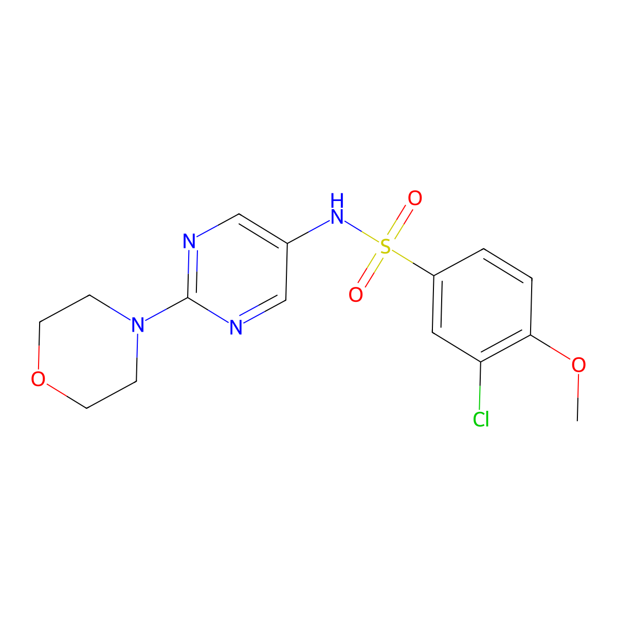 3-chloro-4-methoxy-N-(2-morpholinopyrimidin-5-yl)benzenesulfonamide molecular structure, CAS 1396807-13-8