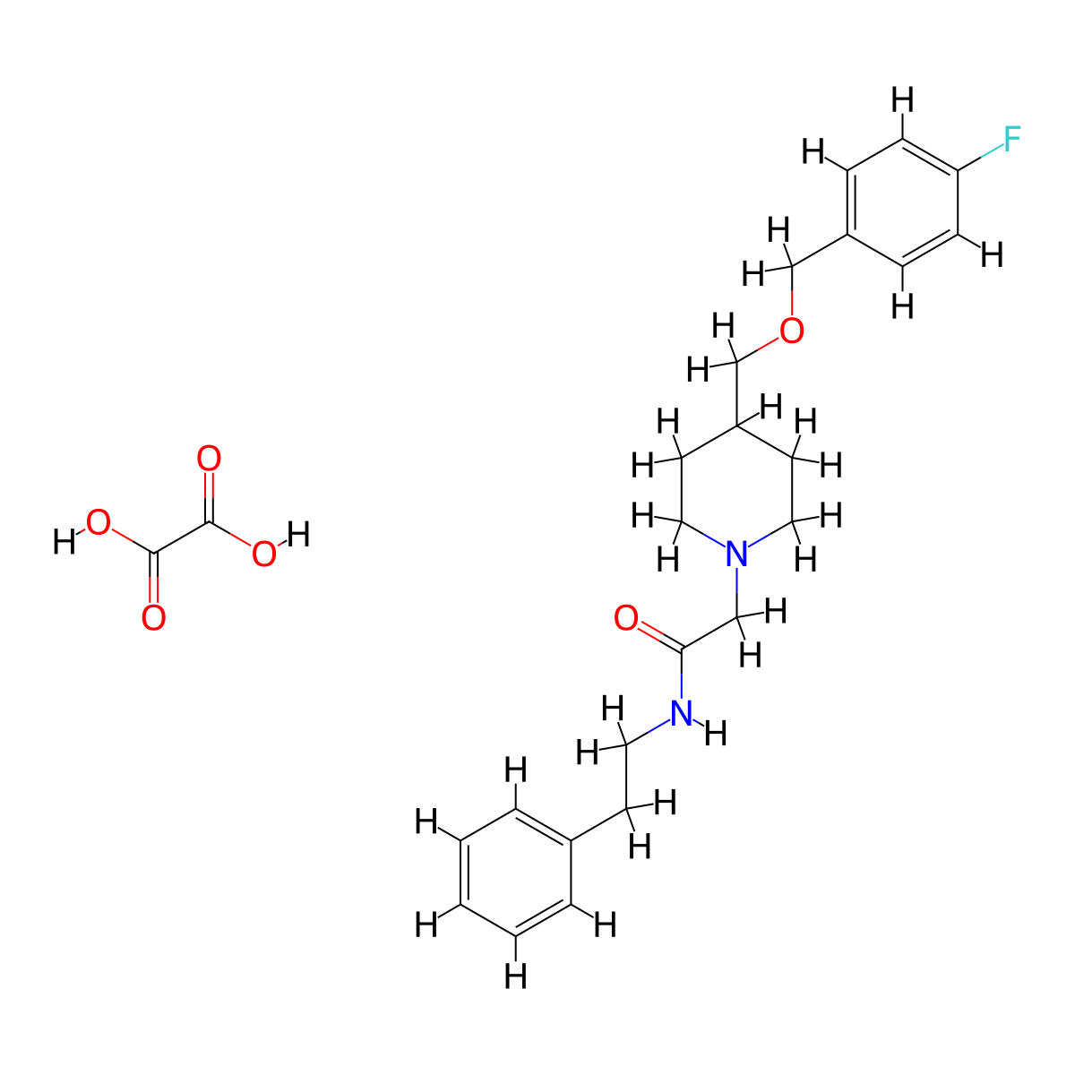 2-(4-(((4-fluorobenzyl)oxy)methyl)piperidin-1-yl)-N-phenethylacetamide oxalate molecular structure, CAS 1396807-17-2